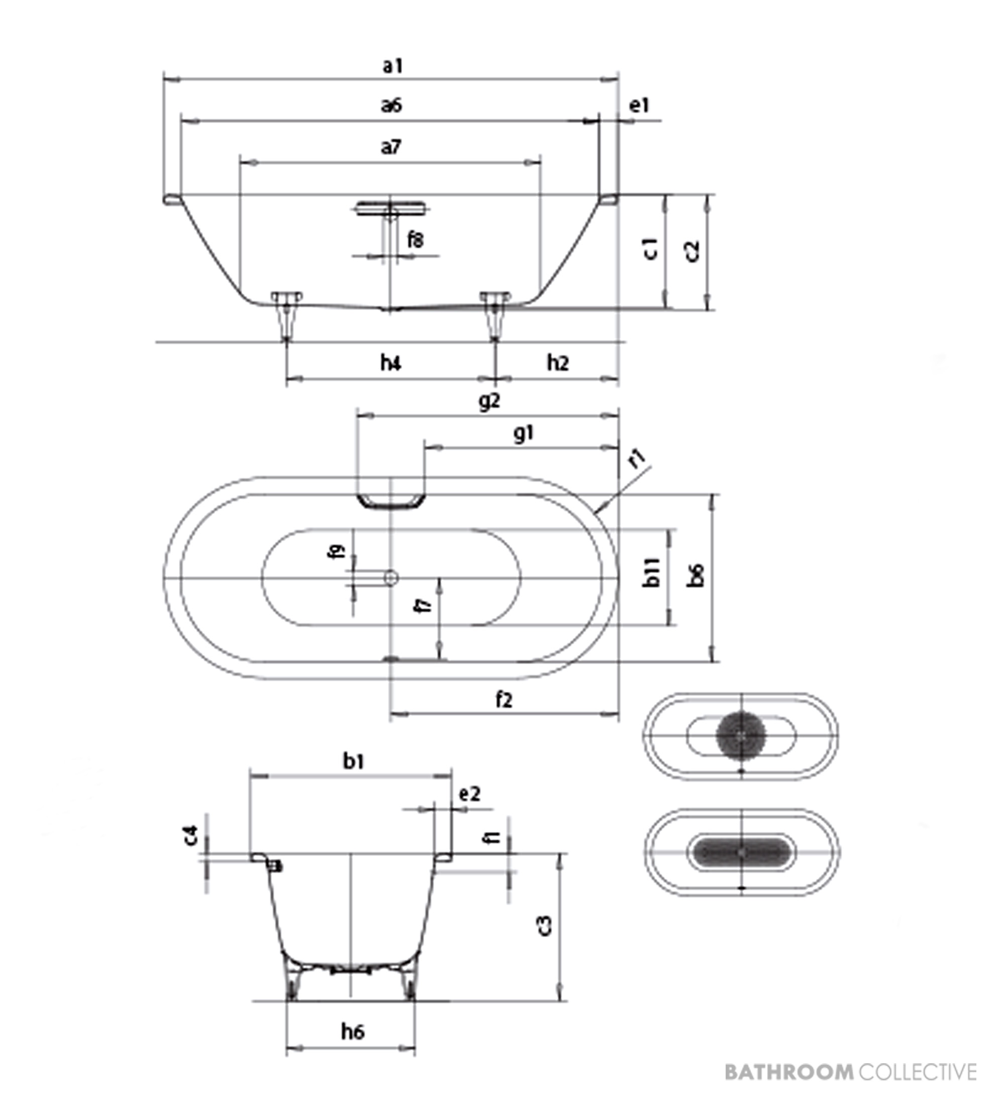 Kaldewei Classic Duo Oval Island Bath 1700 x 700 x 430mm