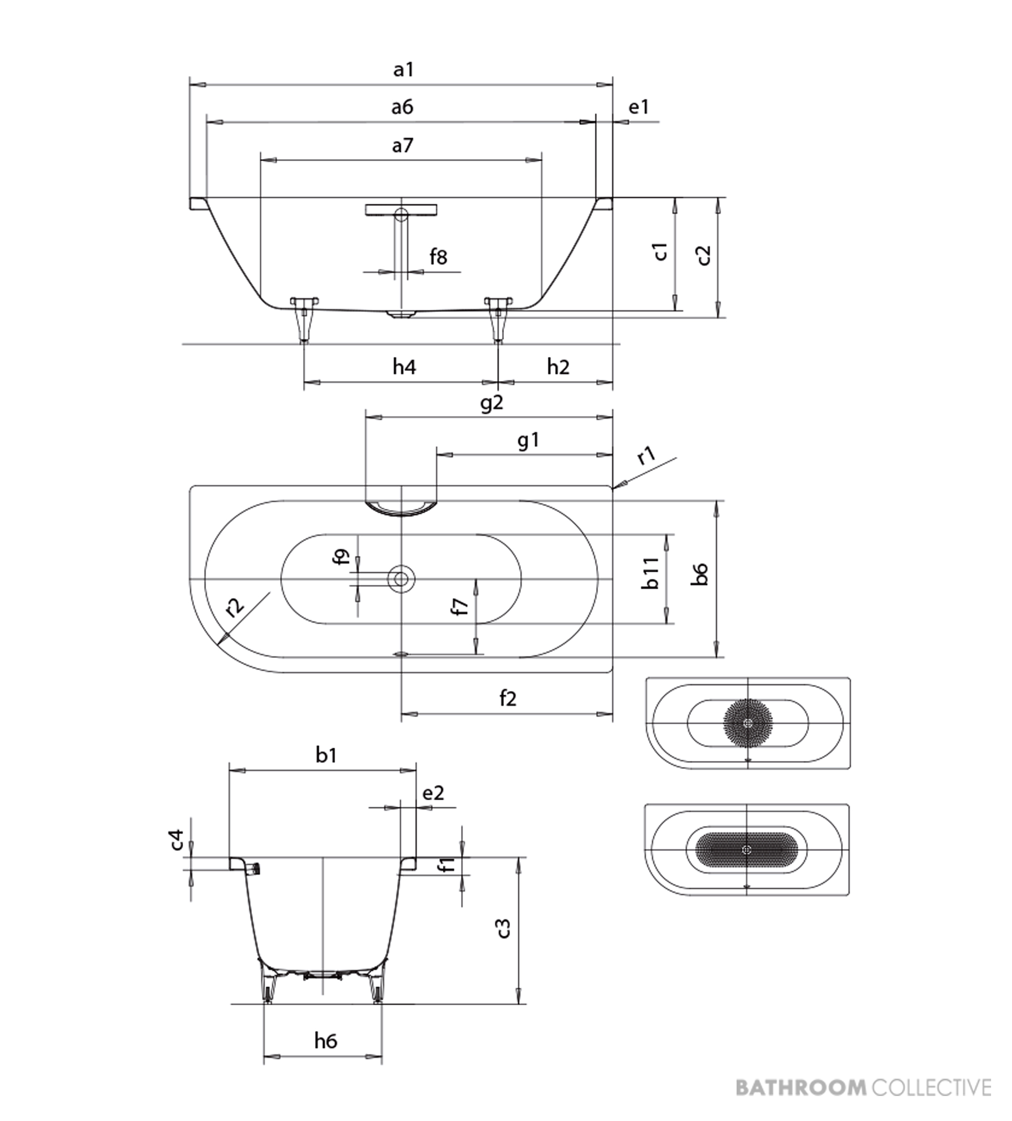 Kaldewei Centro Duo 1 Island Bath Left 1800 x 800 x 470mm