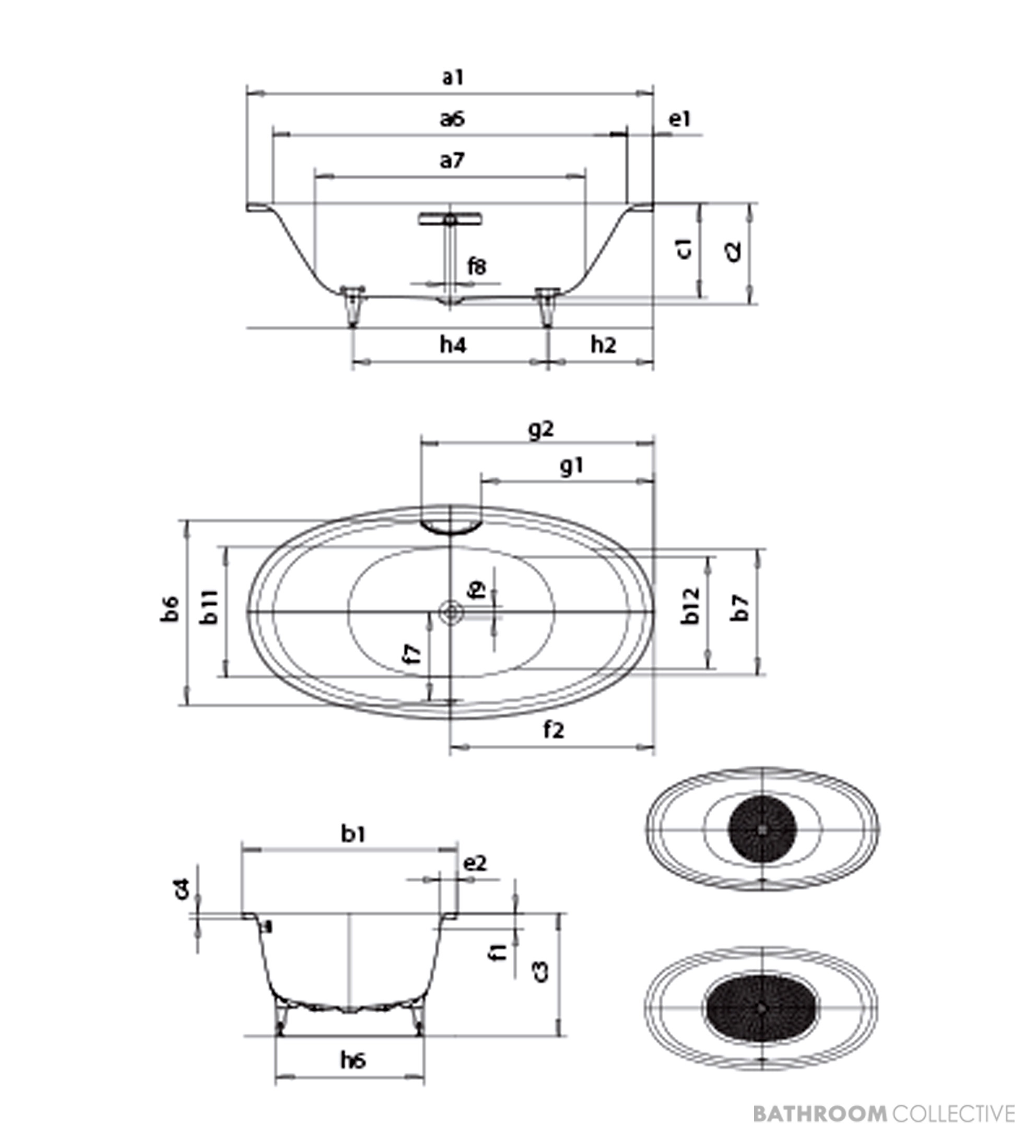 Kaldewei Ellipso Duo Oval Island Bath 1900 x 1000 x 450mm