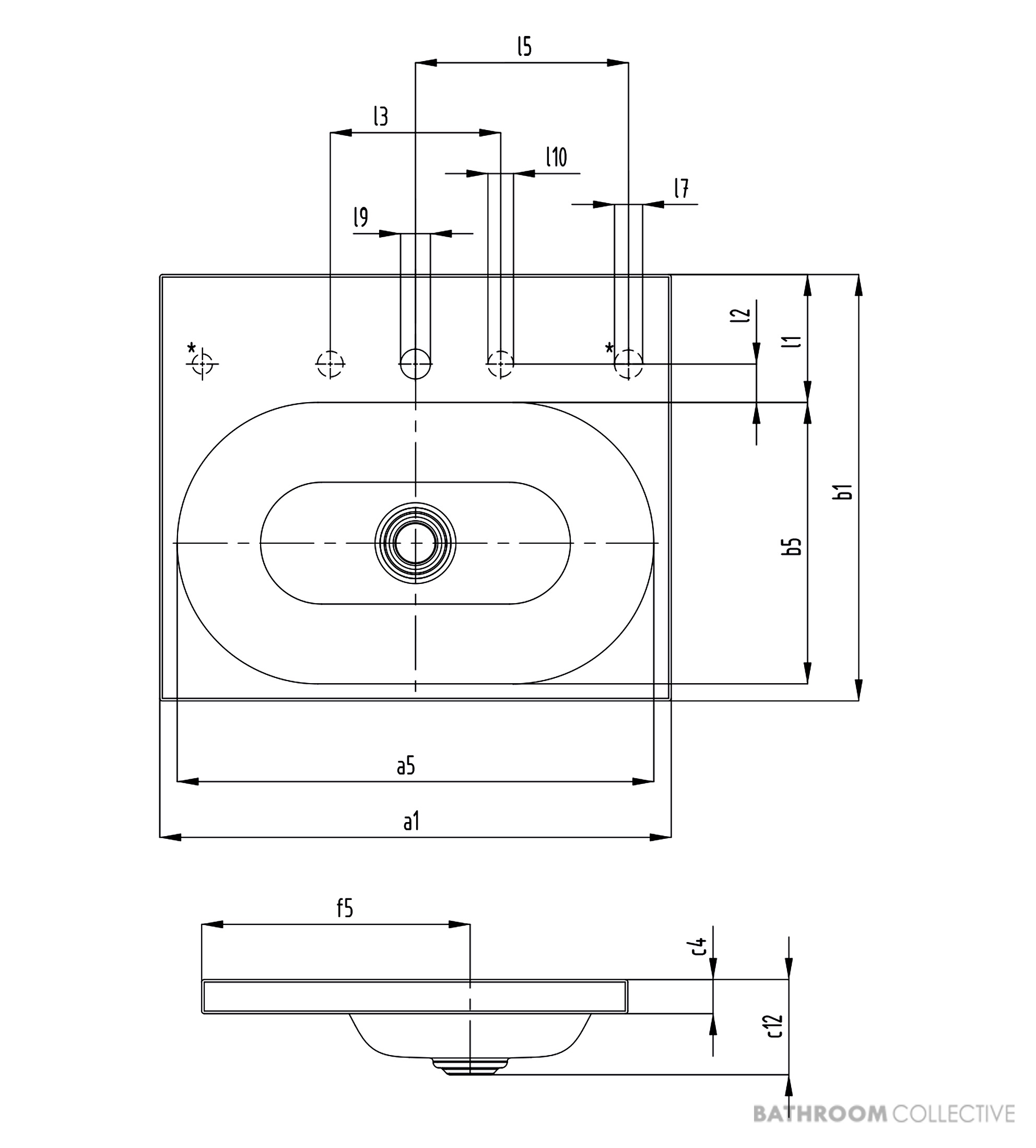 Kaldewei Centro Inset Countertop Washbasin 600 x 500 x 40mm 1TH, Including Freeflow Waste