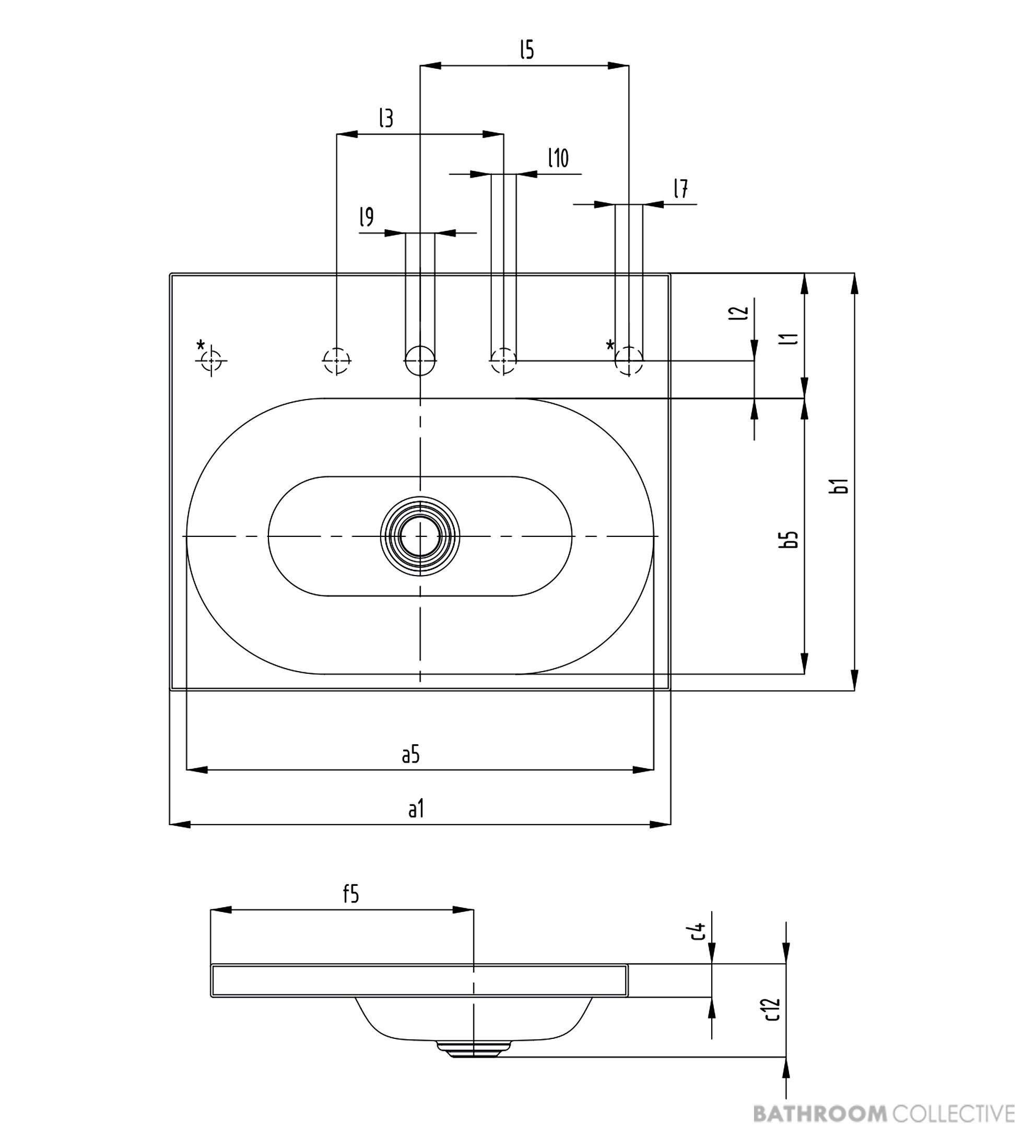 Kaldewei Centro Inset Countertop Washbasin 900 x 500 x 40mm 1TH, Including Freeflow Waste