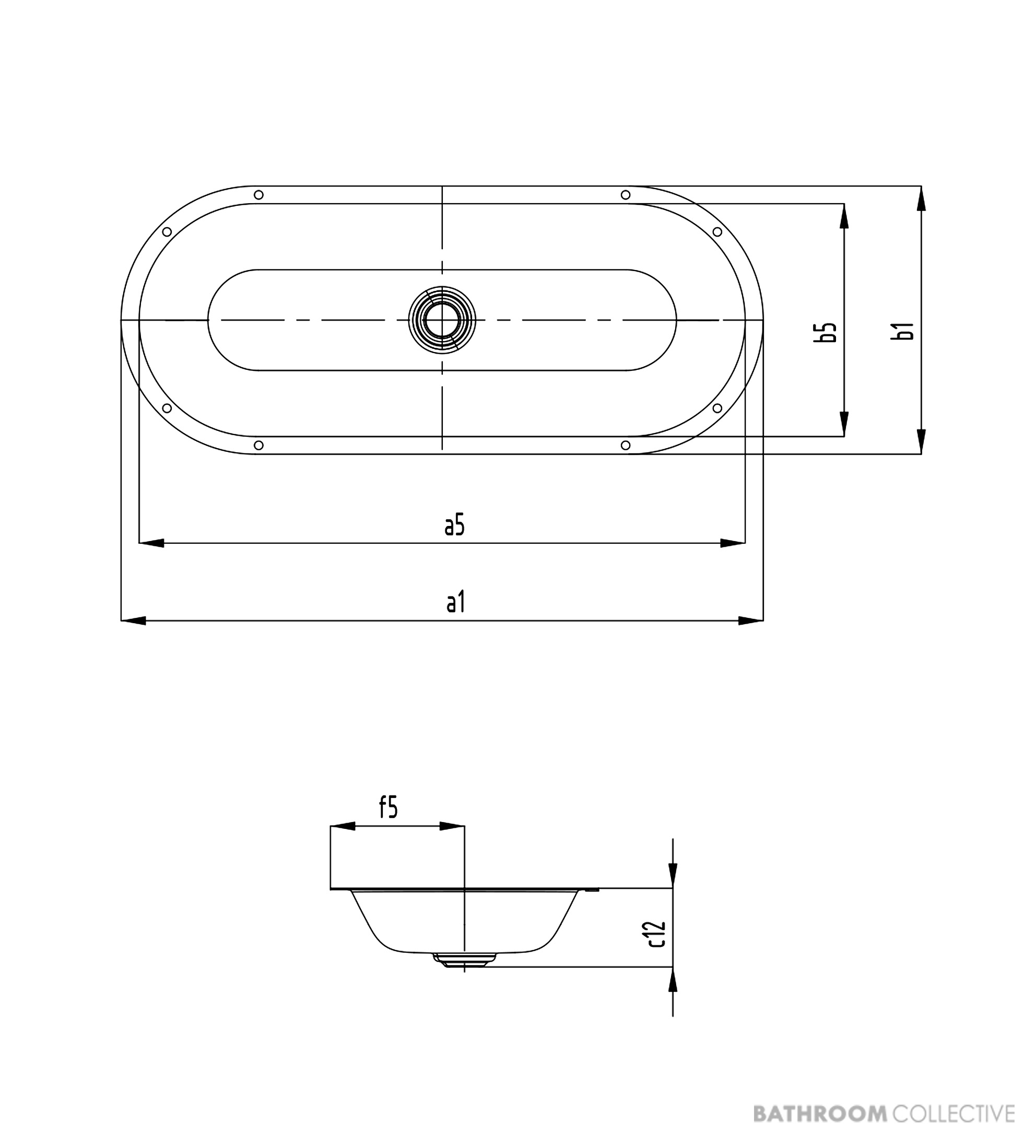Kaldewei Centro Undercounter Washbasin 610 x 380mm, Freeflow Waste