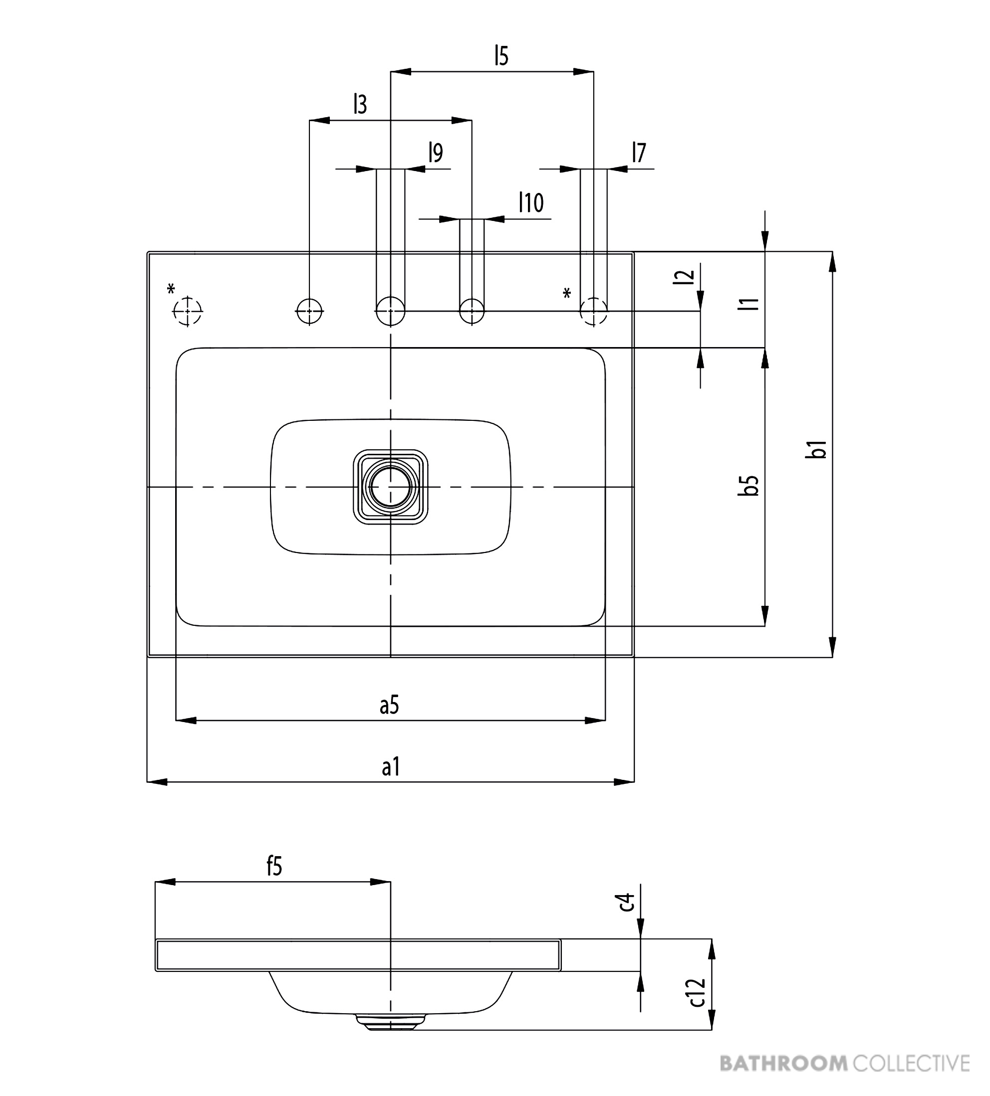 Kaldewei Cono Inset Countertop Washbasin 1TH 500 x 500 x 40mm, Freeflow Waste
