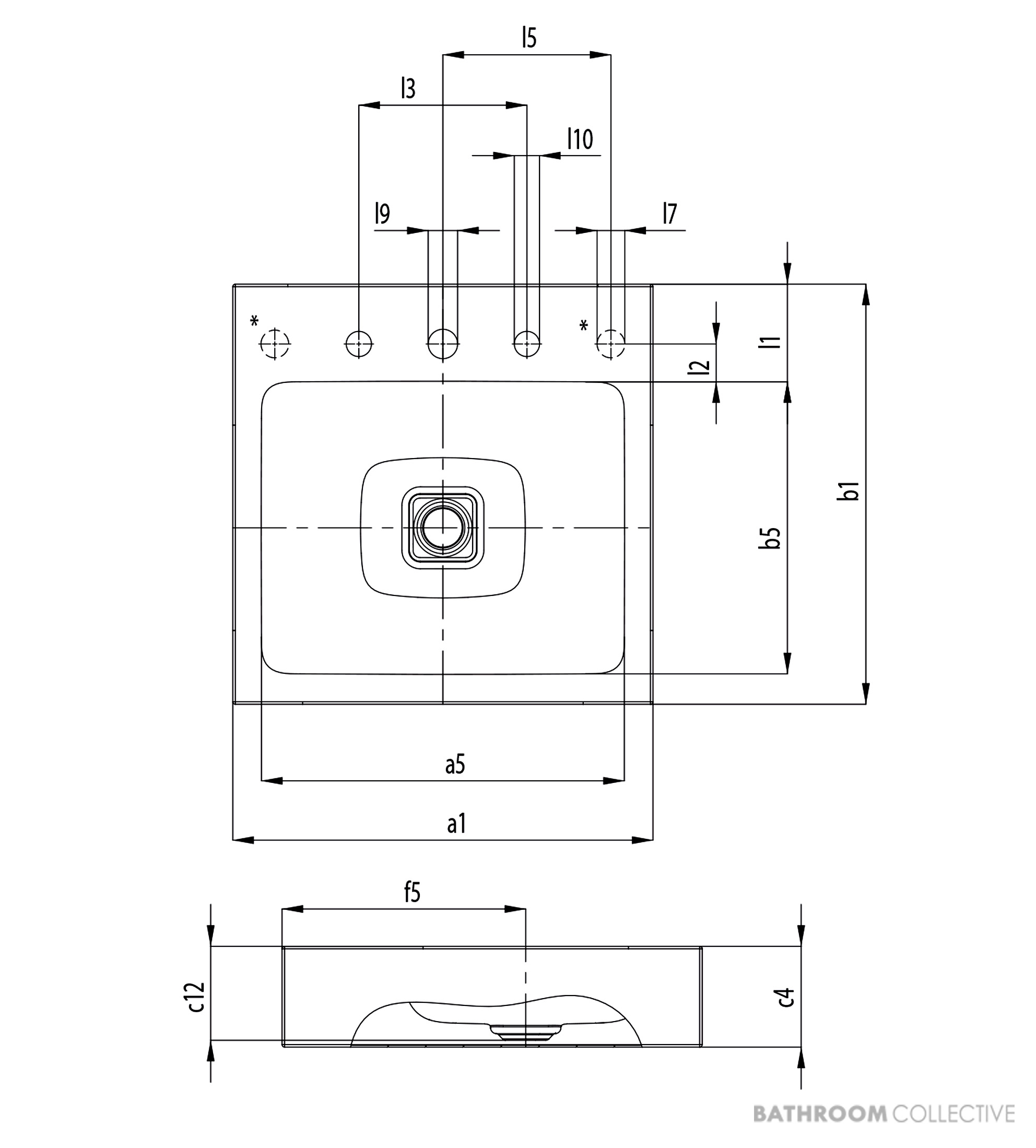 Kaldewei Cono Countertop Washbasin 1TH 500 x 500 x 120mm, Freeflow Waste