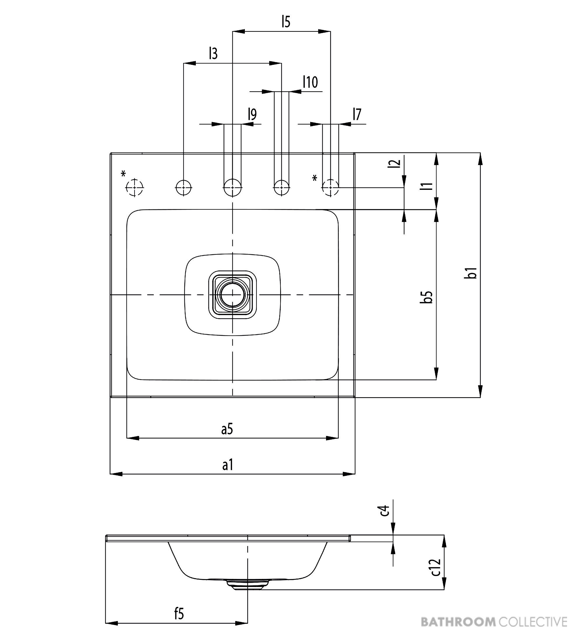 Kaldewei Cono Built In Washbasin 1TH 1200 x 500 x 14mm, Freeflow Waste