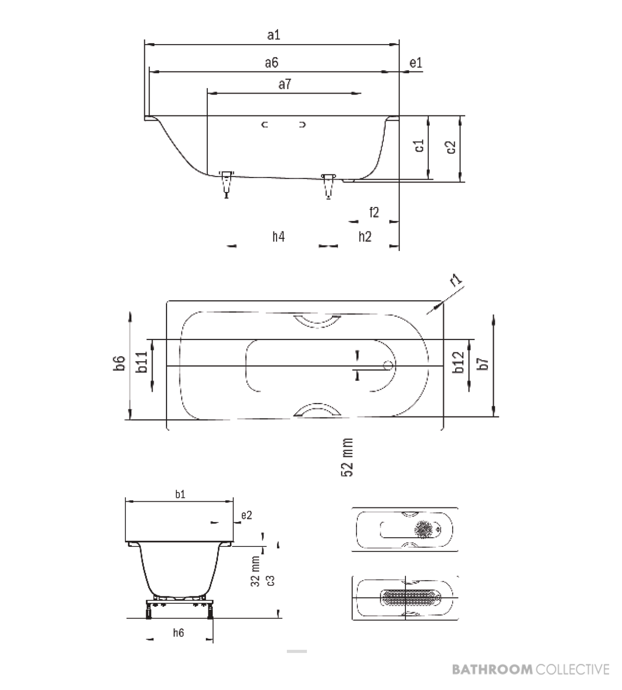 Kaldewei Eurowa Island Bath 1500 x 700 x 380mm Alpine White