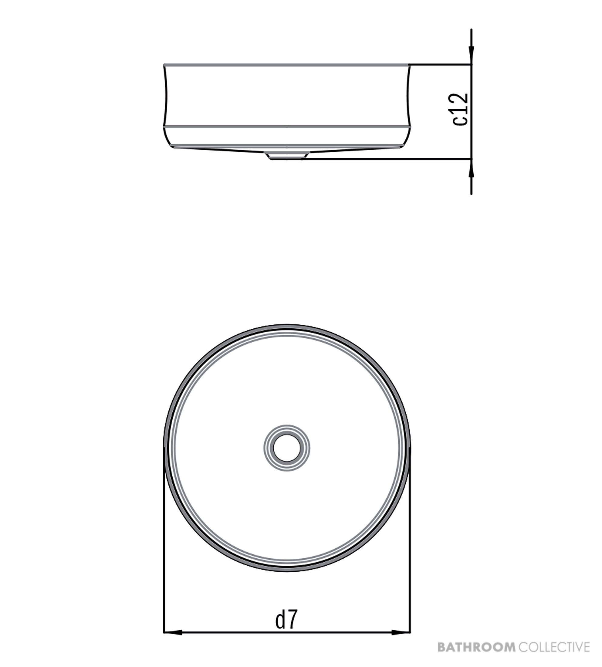 Kaldewei Ming Countertop Washbowl 400mm Diameter, Freeflow Waste