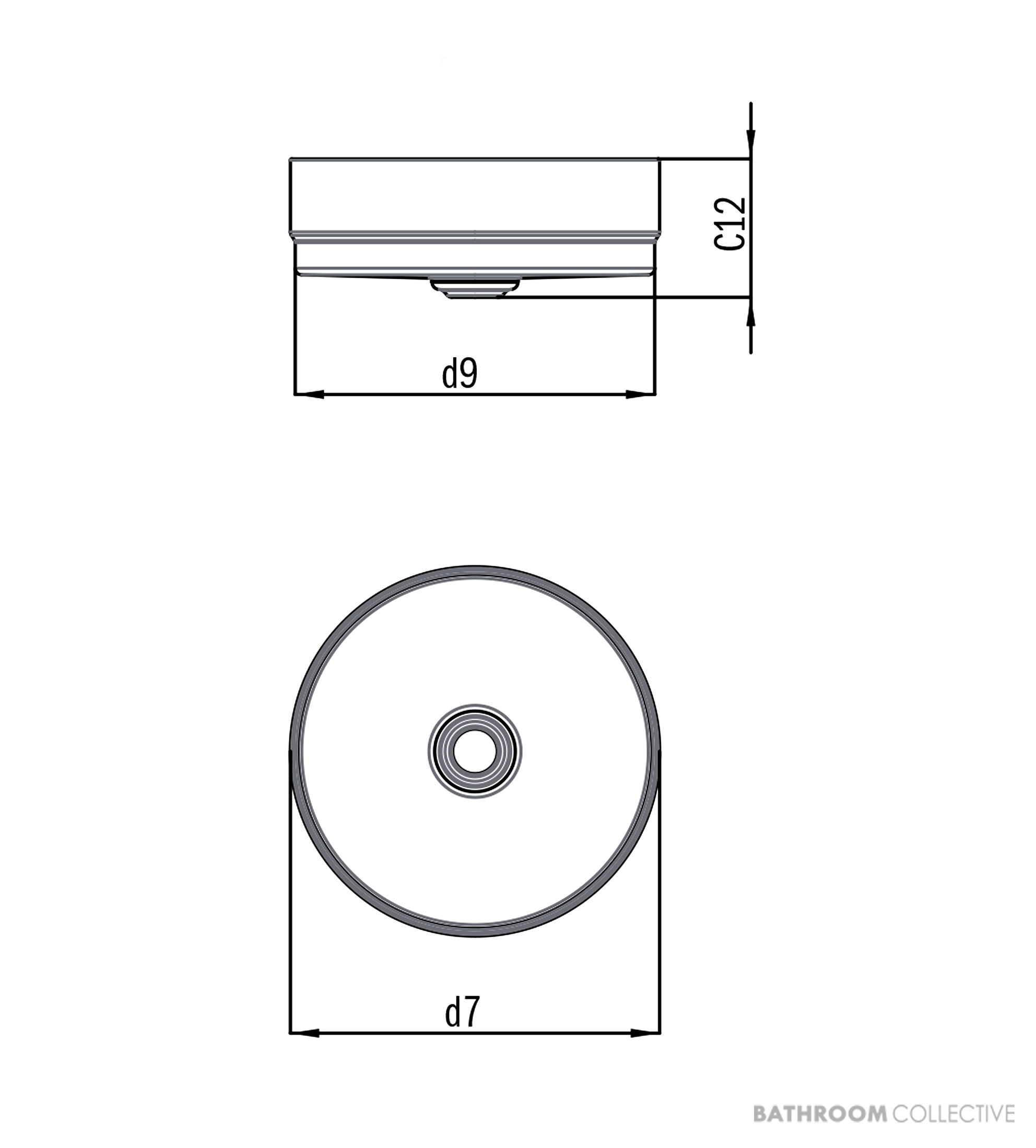 Kaldewei Nueva Countertop Washbowl 380mm Diameter, Freeflow Waste