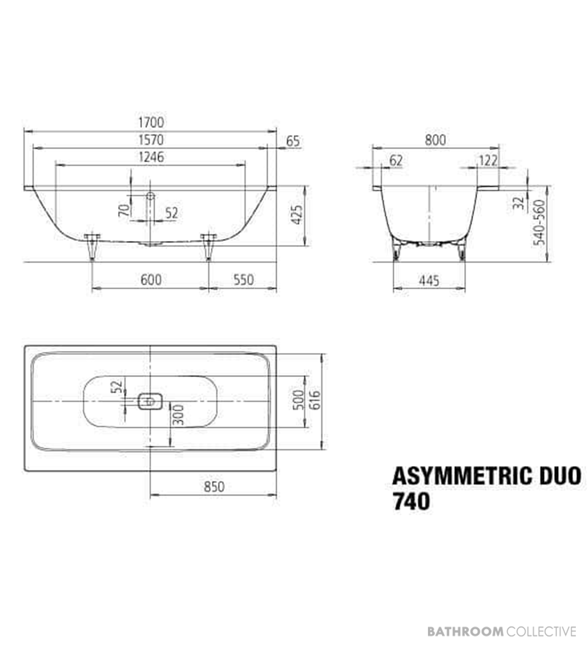 Kaldewei Asymmetric Duo Island Bath 1800 x 900 x 430mm
