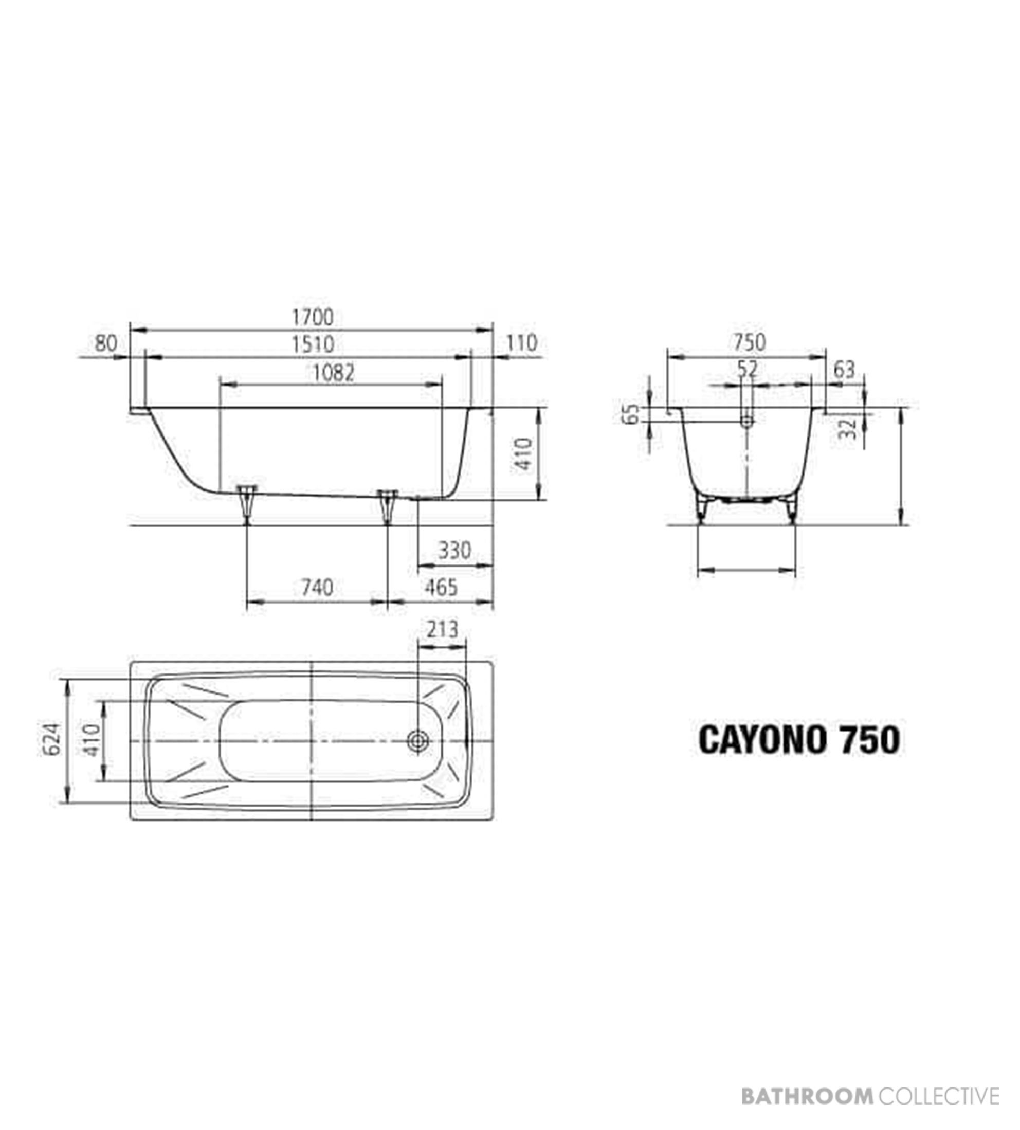 Kaldewei Cayono Island Bath 1700 x 750 x 400mm