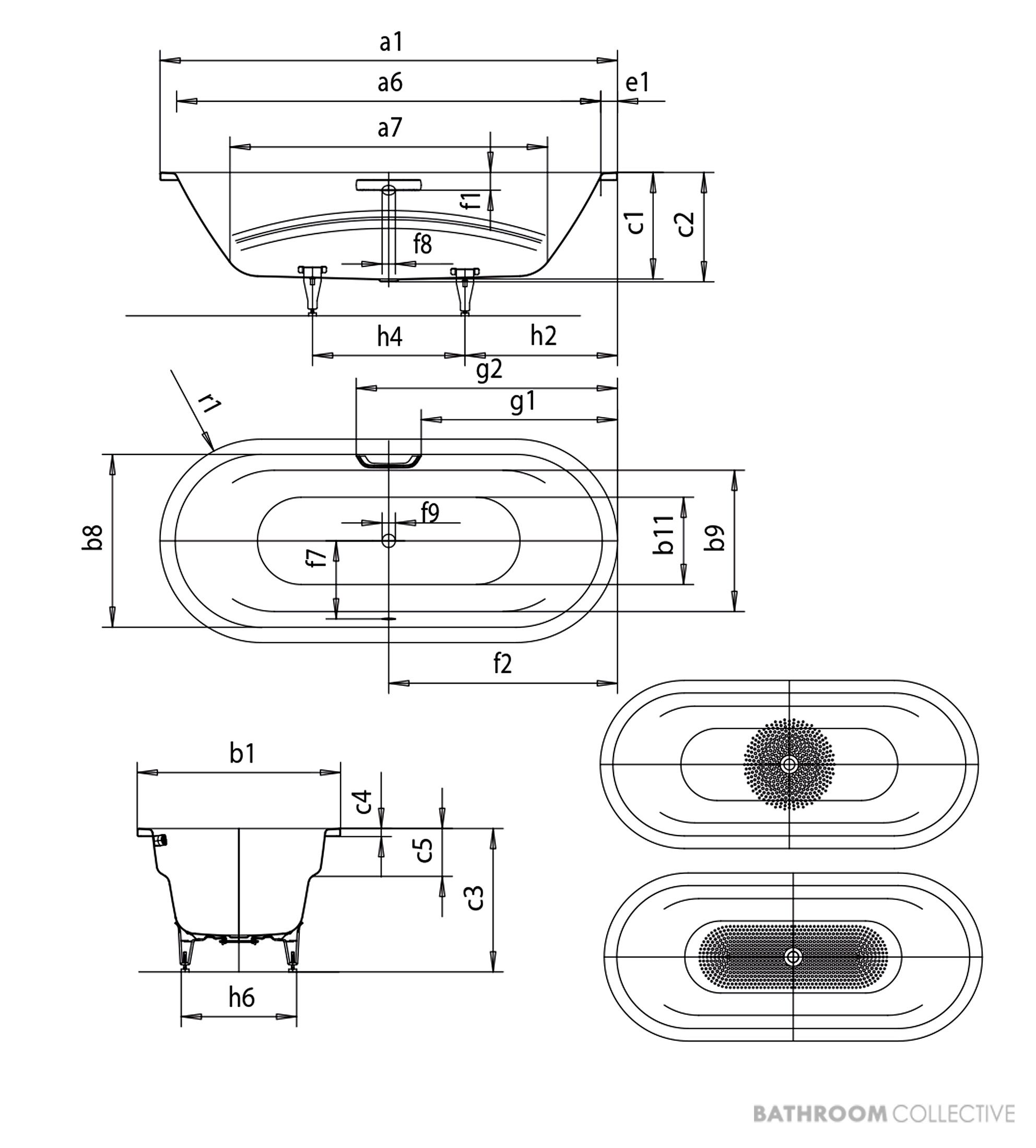 Kaldewei Vaio Duo Oval Island Bath 1800 x 800 x 430mm