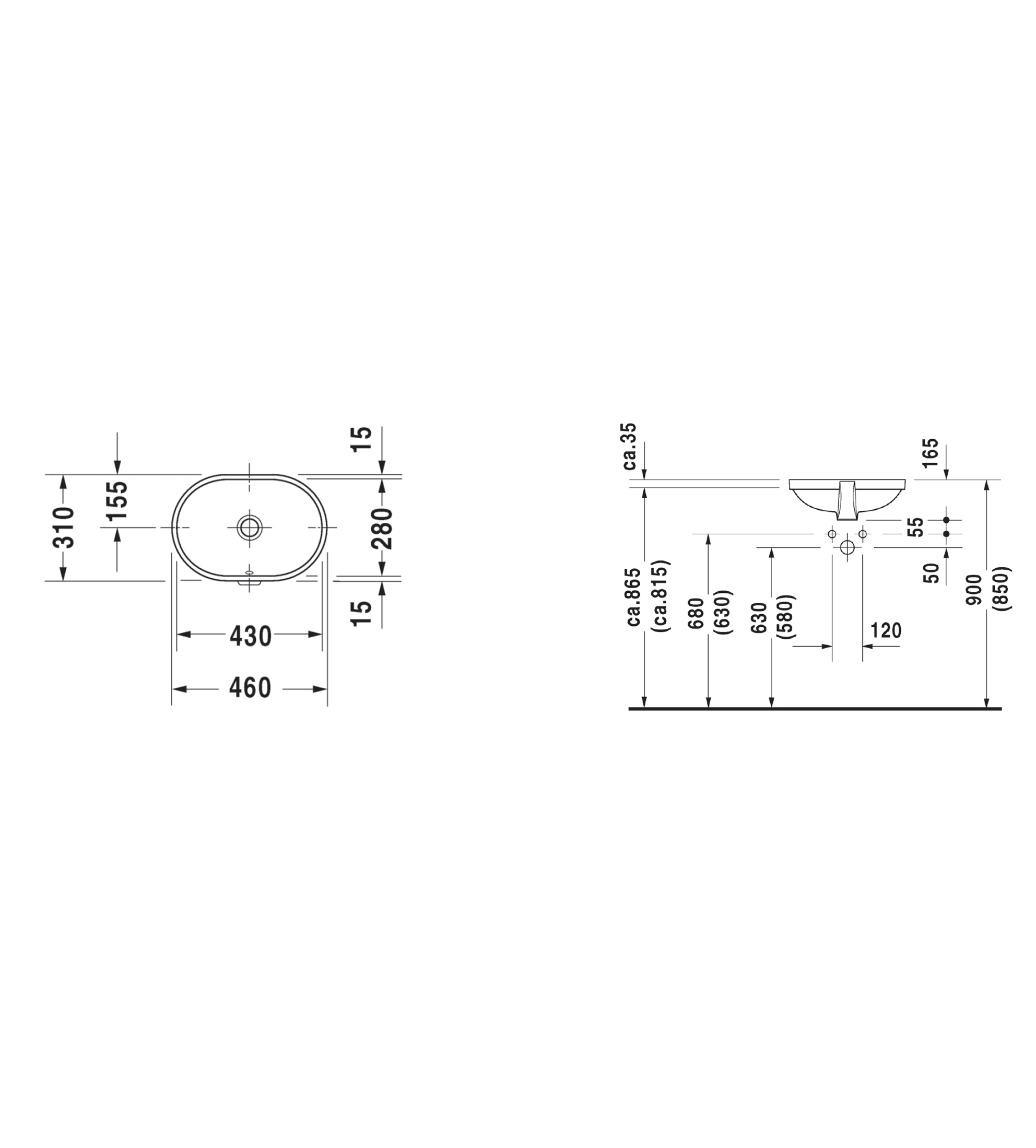 Duravit Foster Undercounter Basin 430 x 280mm, Gloss White