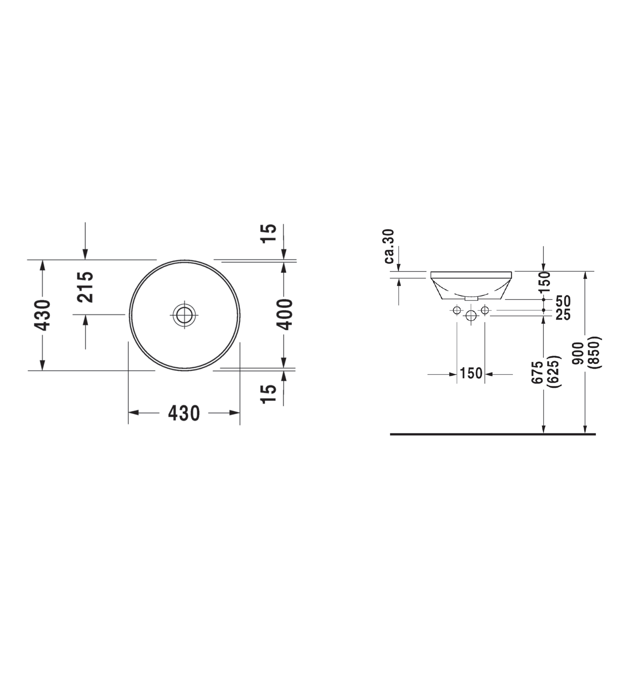 Duravit Architec Undercounter Basin Ø400mm, Gloss White