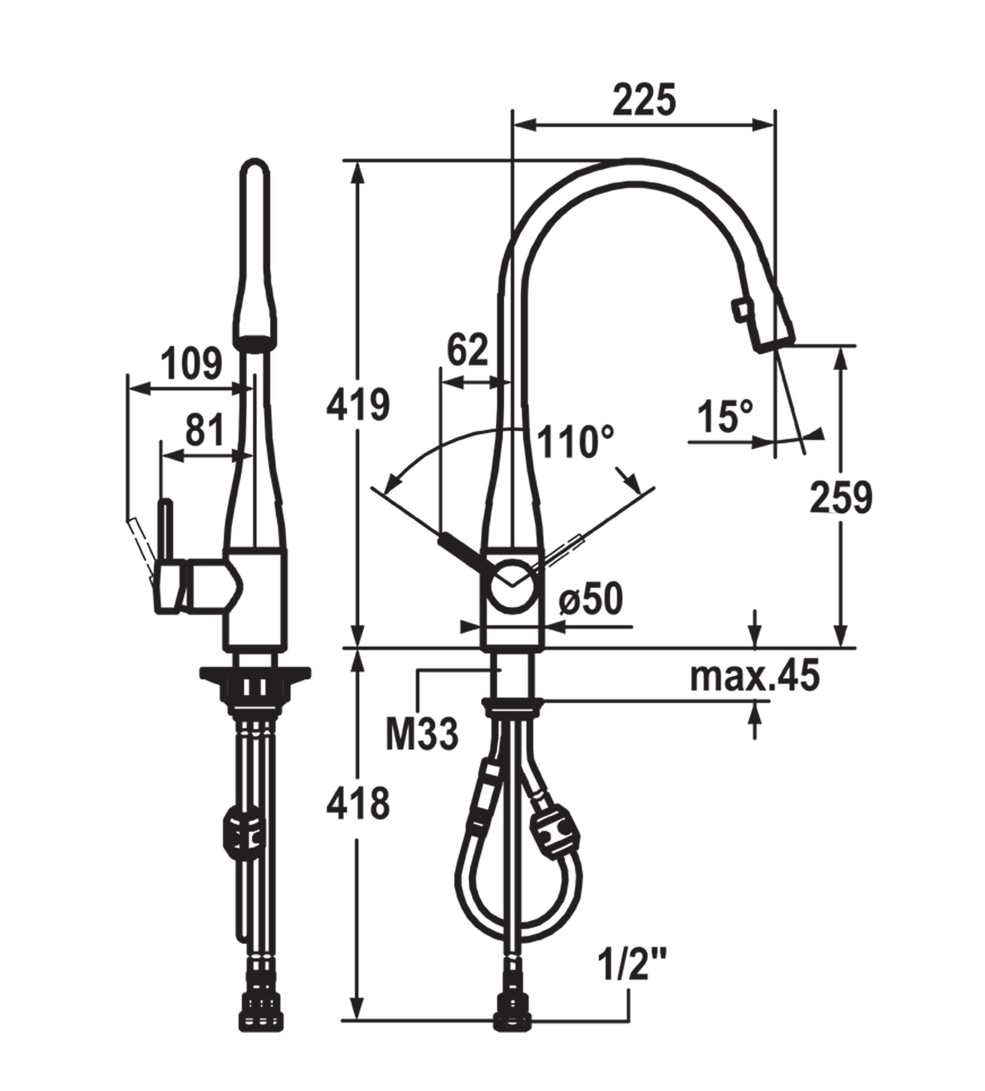 KWC Eve Pull-Out Sink Mixer - Chrome
