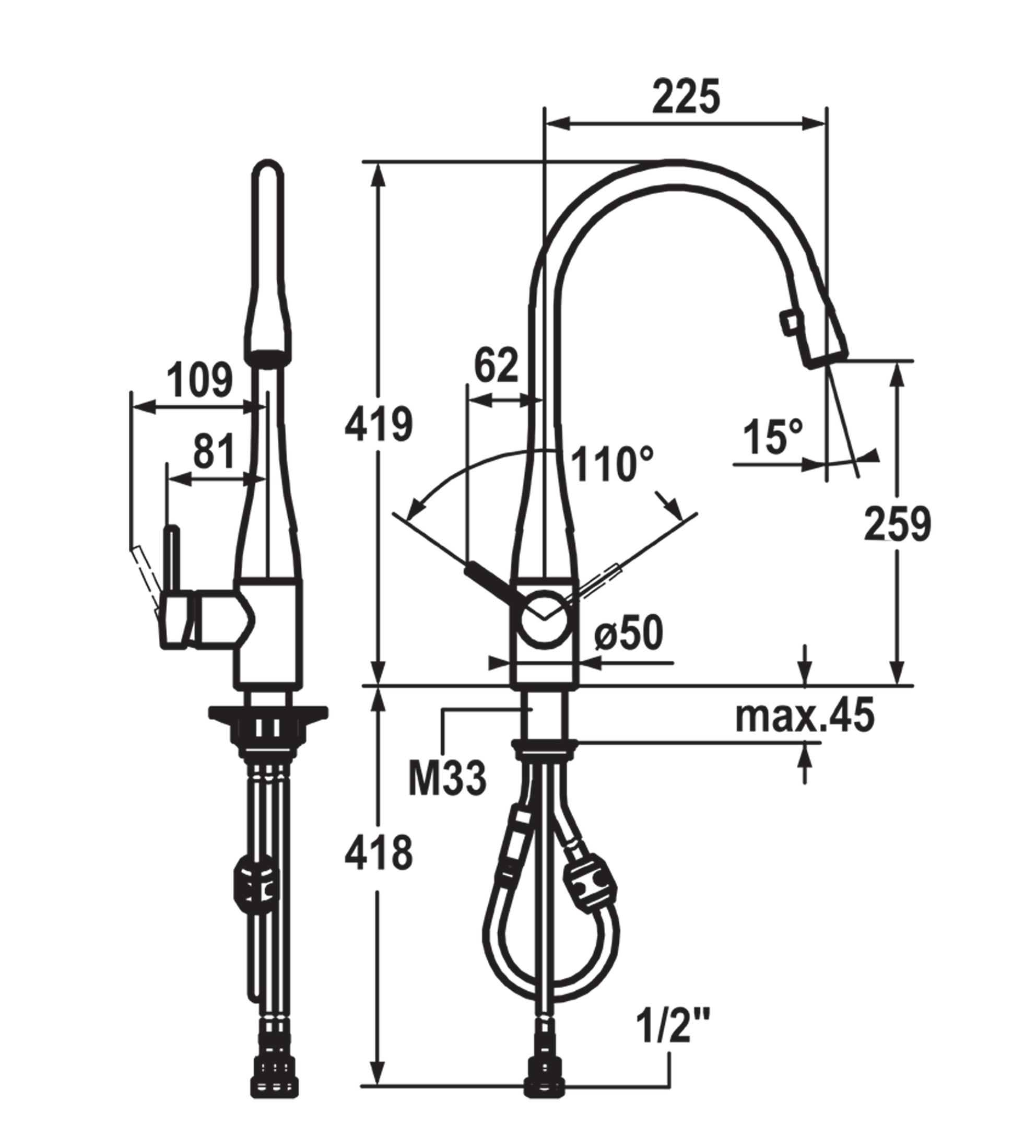 KWC Eve Pull-Out Sink Mixer - Stainless Steel