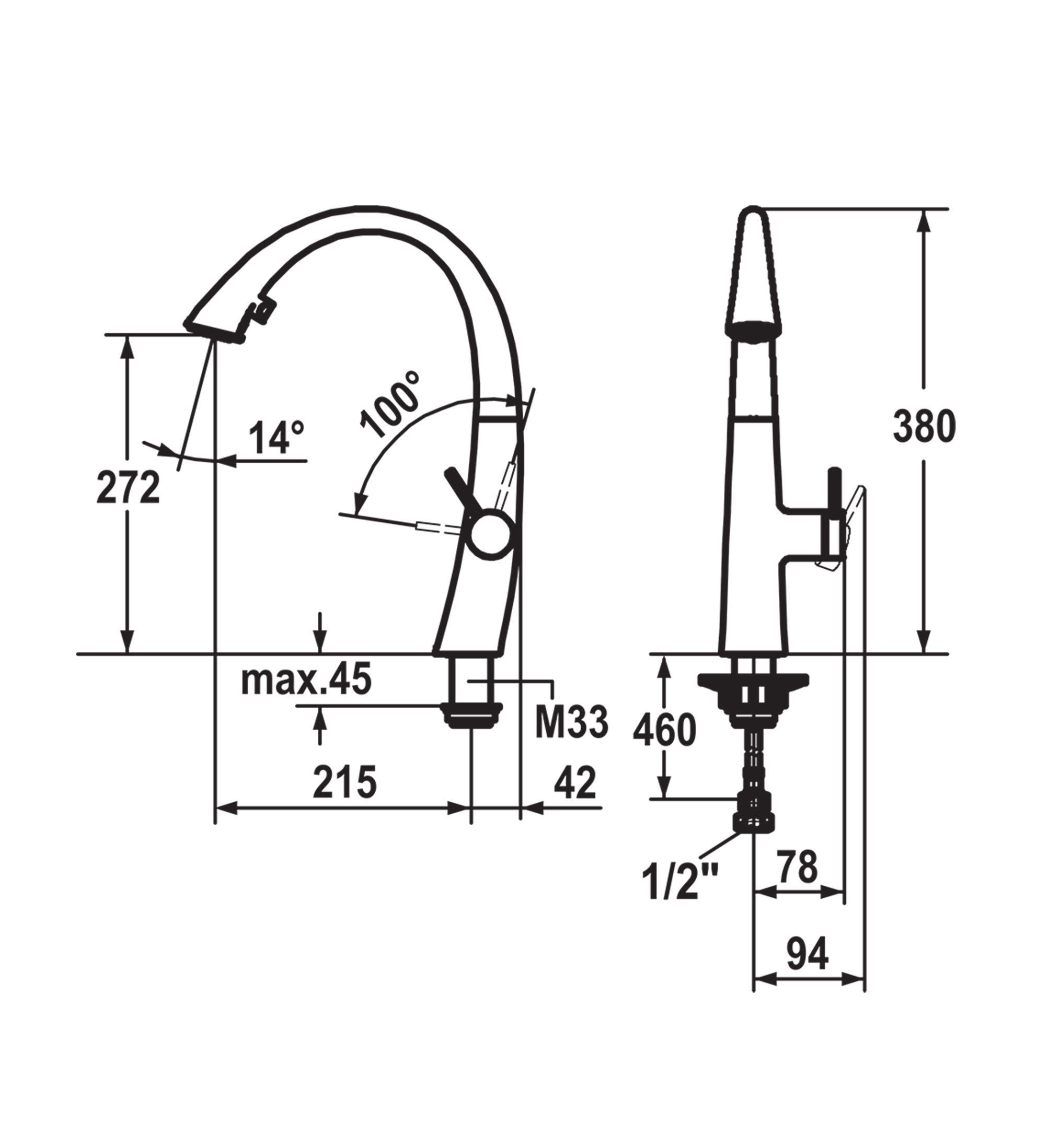 KWC Zoe Pull-Out Spray Sink Mixer - Matte Black