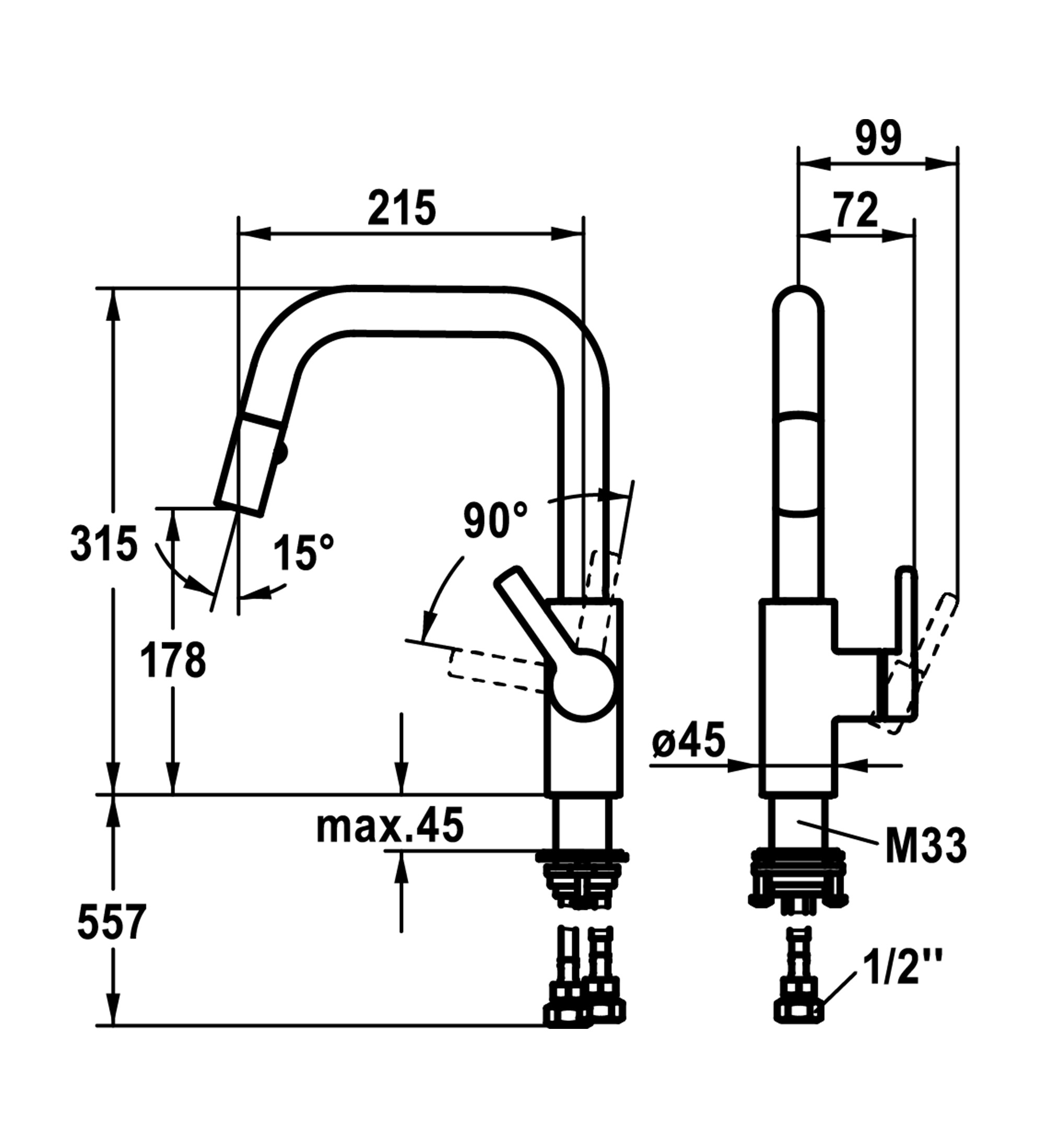 KWC Luna-E Pull-Out Spray Sink Mixer - Chrome 10.441.004.000