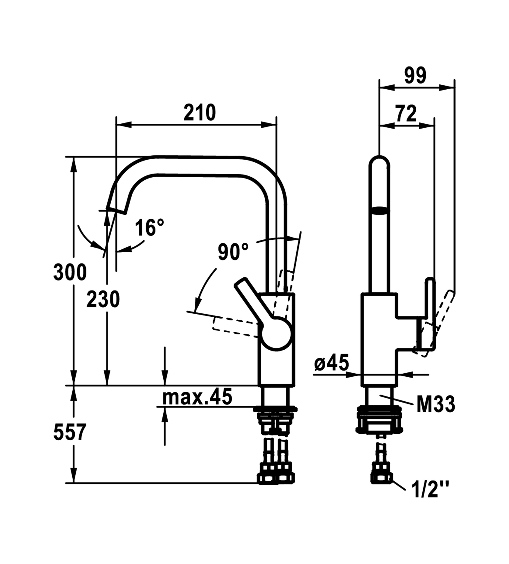 KWC Luna-E Swivel Sink Mixer - Chrome 10.441.013.000