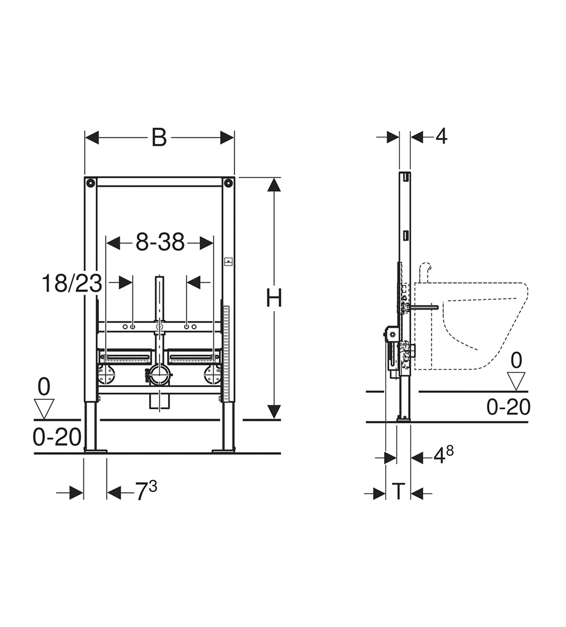 Geberit Duofix Wall Hung Bidet Frame