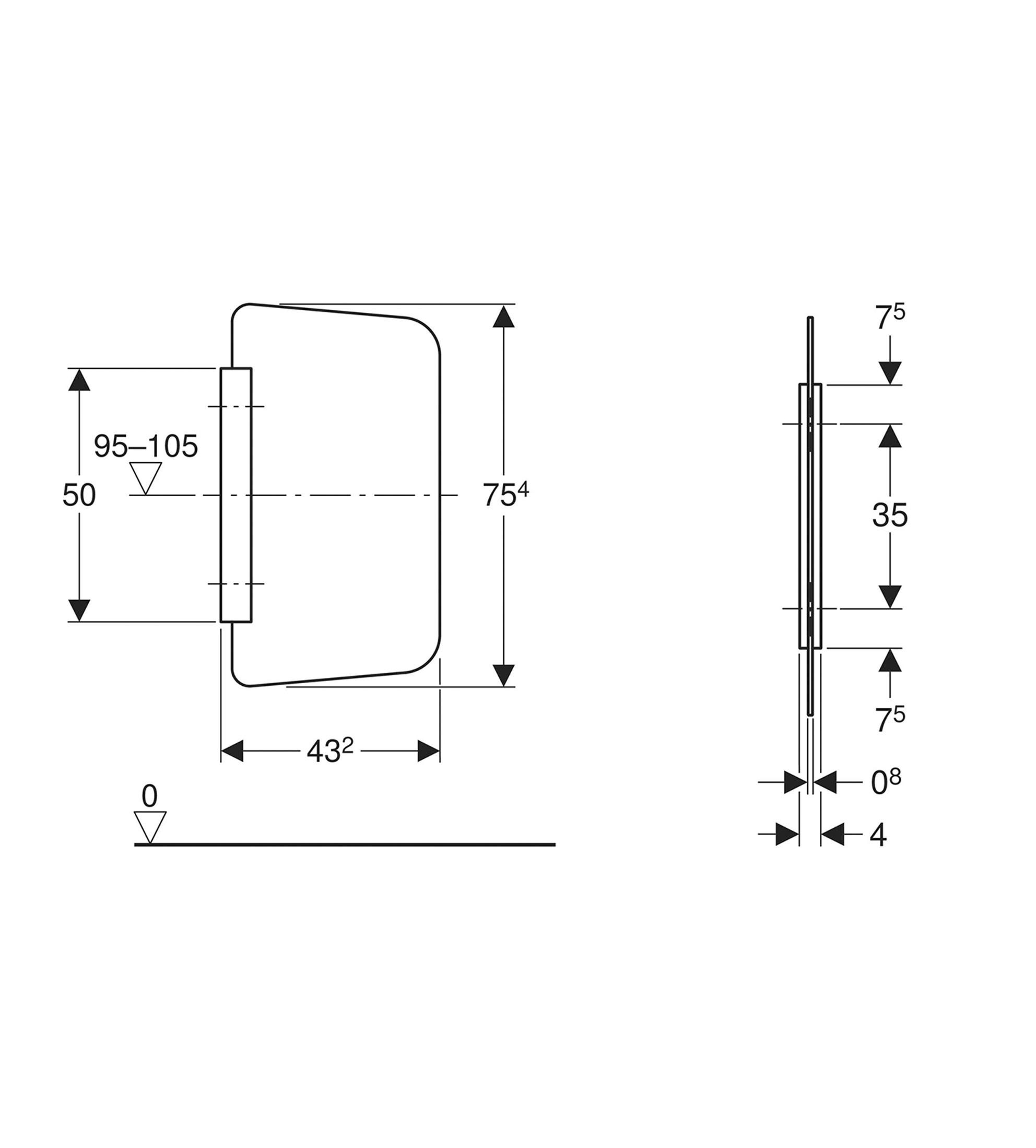 Geberit Urinal Partition Rectangle, Grey