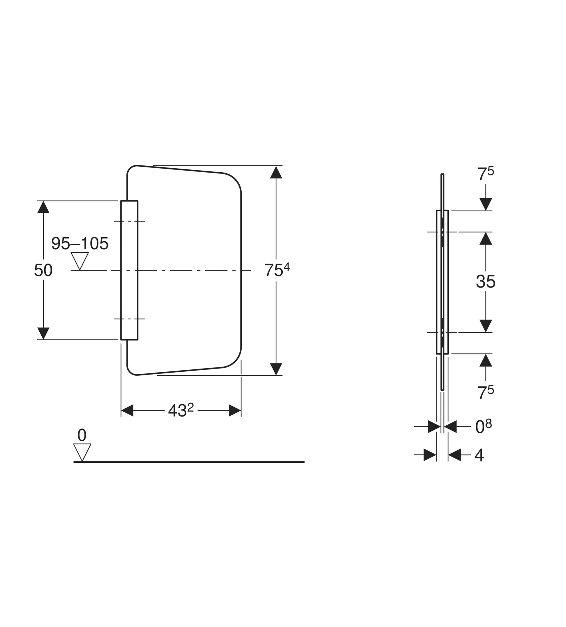 Geberit Urinal Partition Rectangle, White