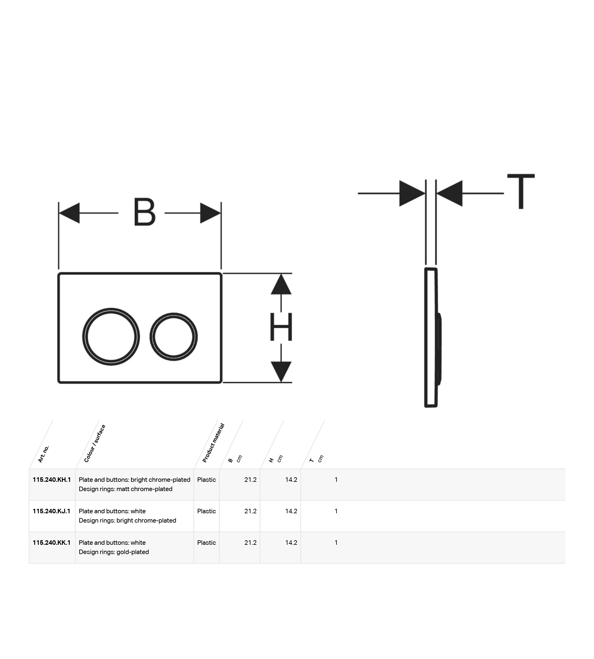 Geberit Kappa21 Flush Button, Chrome with Matt Chrome Trim