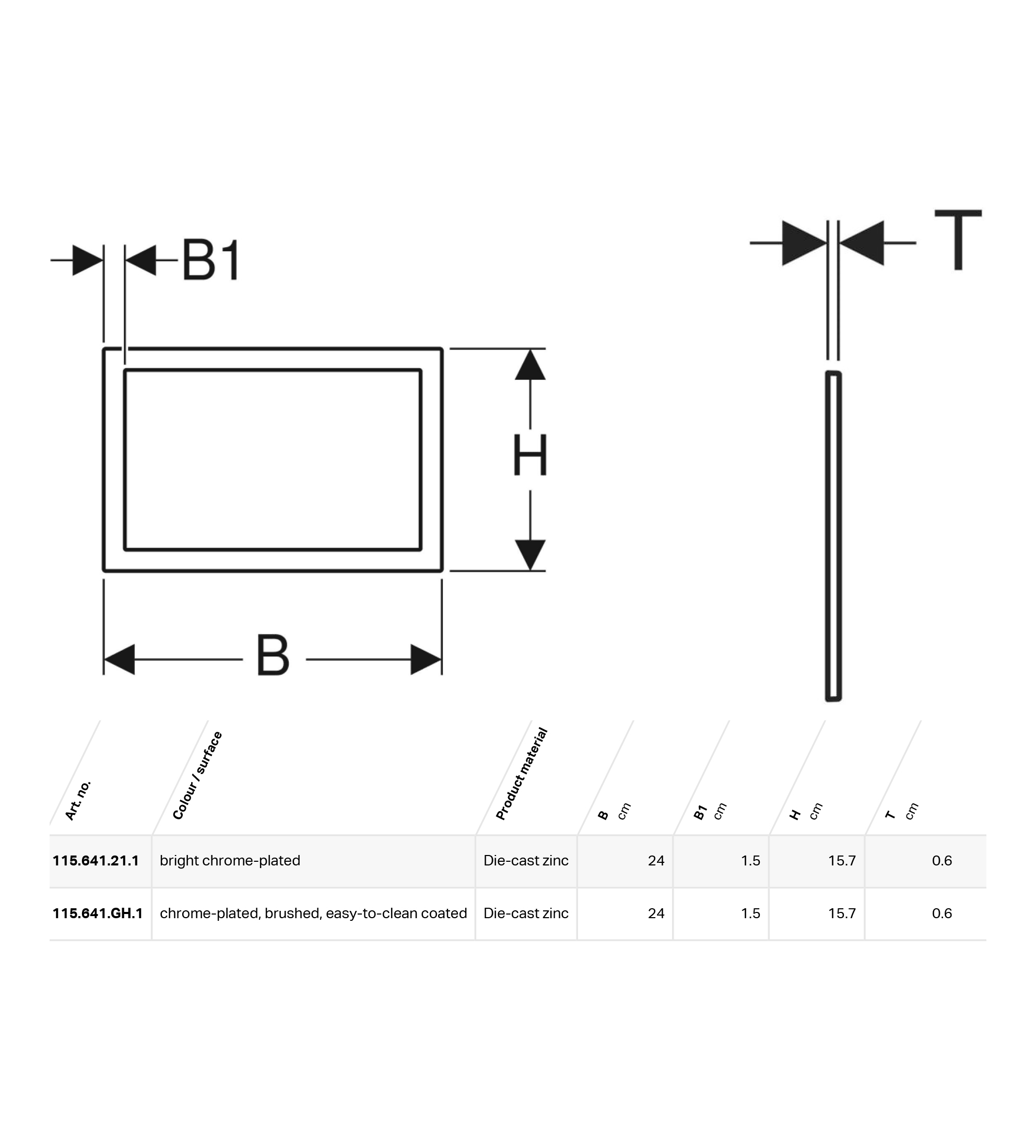 Geberit Sigma60 Flush Button, Brushed Chrome Edge Cover Frame, Metal