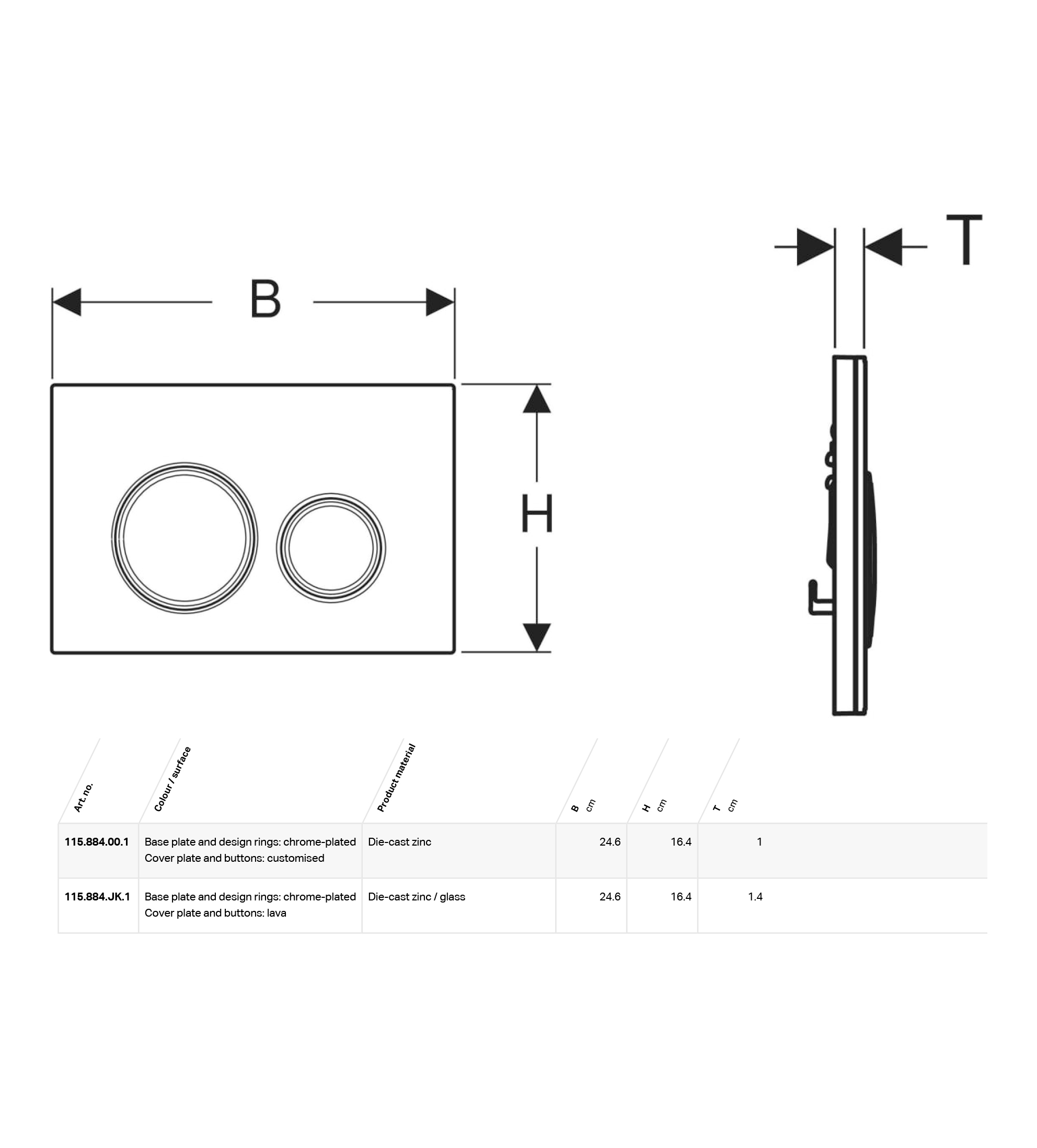 Geberit Sigma21 Flush Button, Matt Black with Chrome Trim