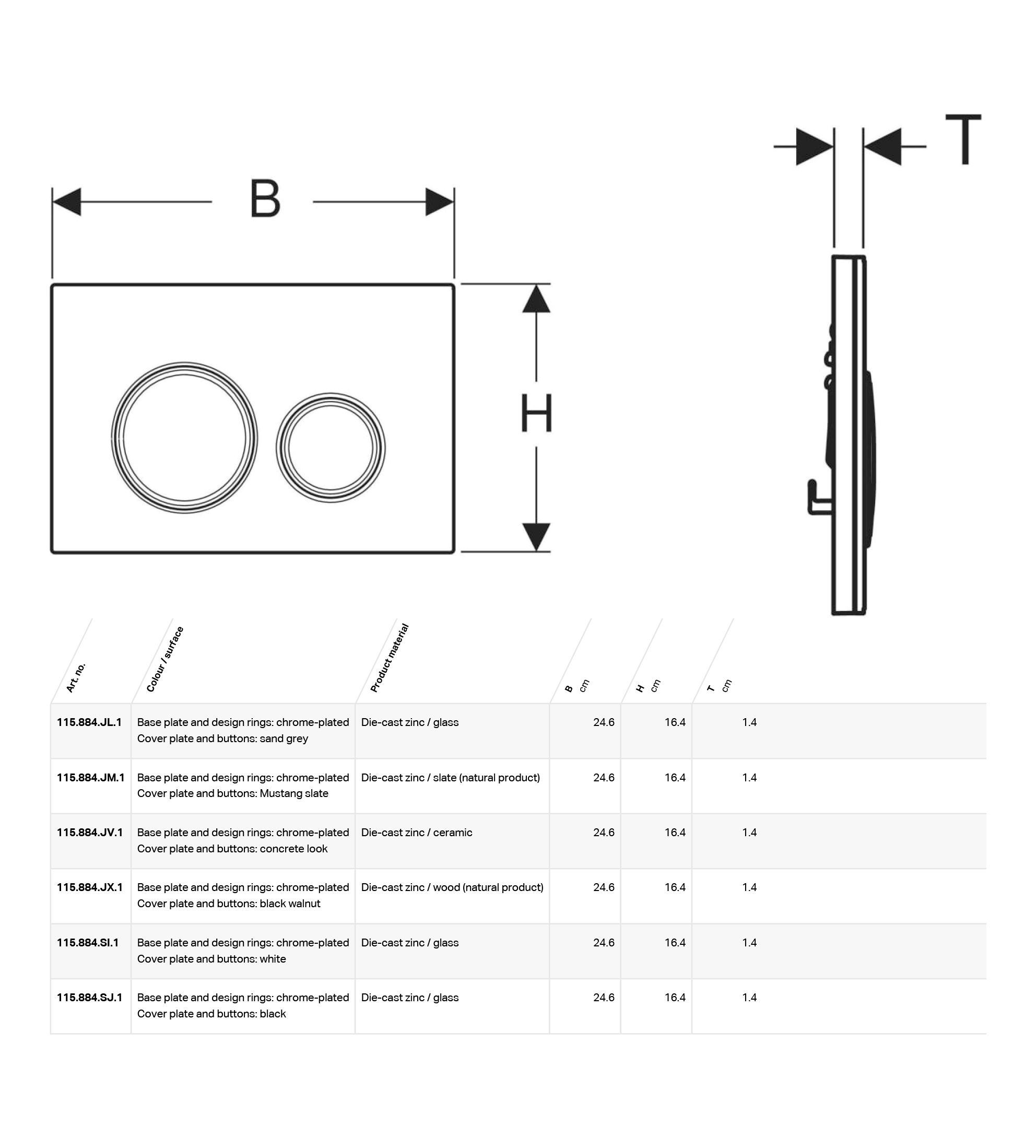 Geberit Sigma21 Flush Button, Black with Chrome Trim