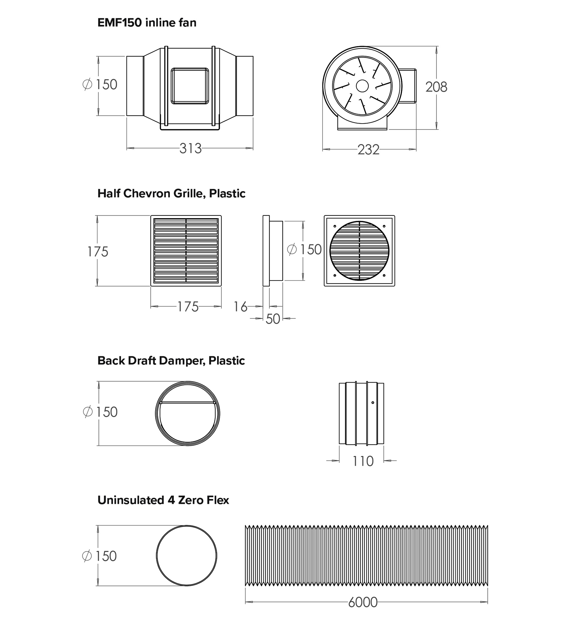 Expella Standard Inline Exhaust Kit (530m³/hr)