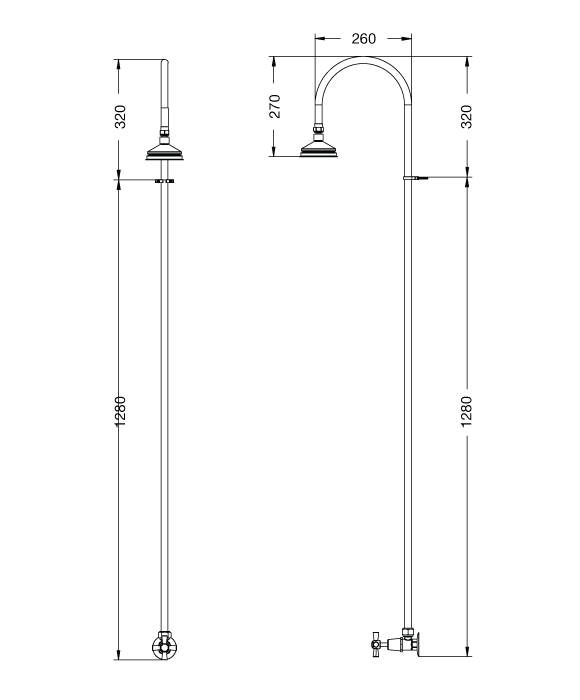 Rainware 2001 Bribie Wall Outdoor Shower With Cold Tap only - Back Inlet