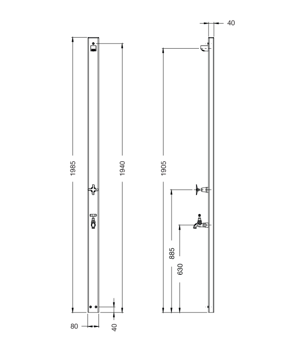 Rainware 2202 Aussie Wall Outdoor Shower With Cold Tap only and Footwash