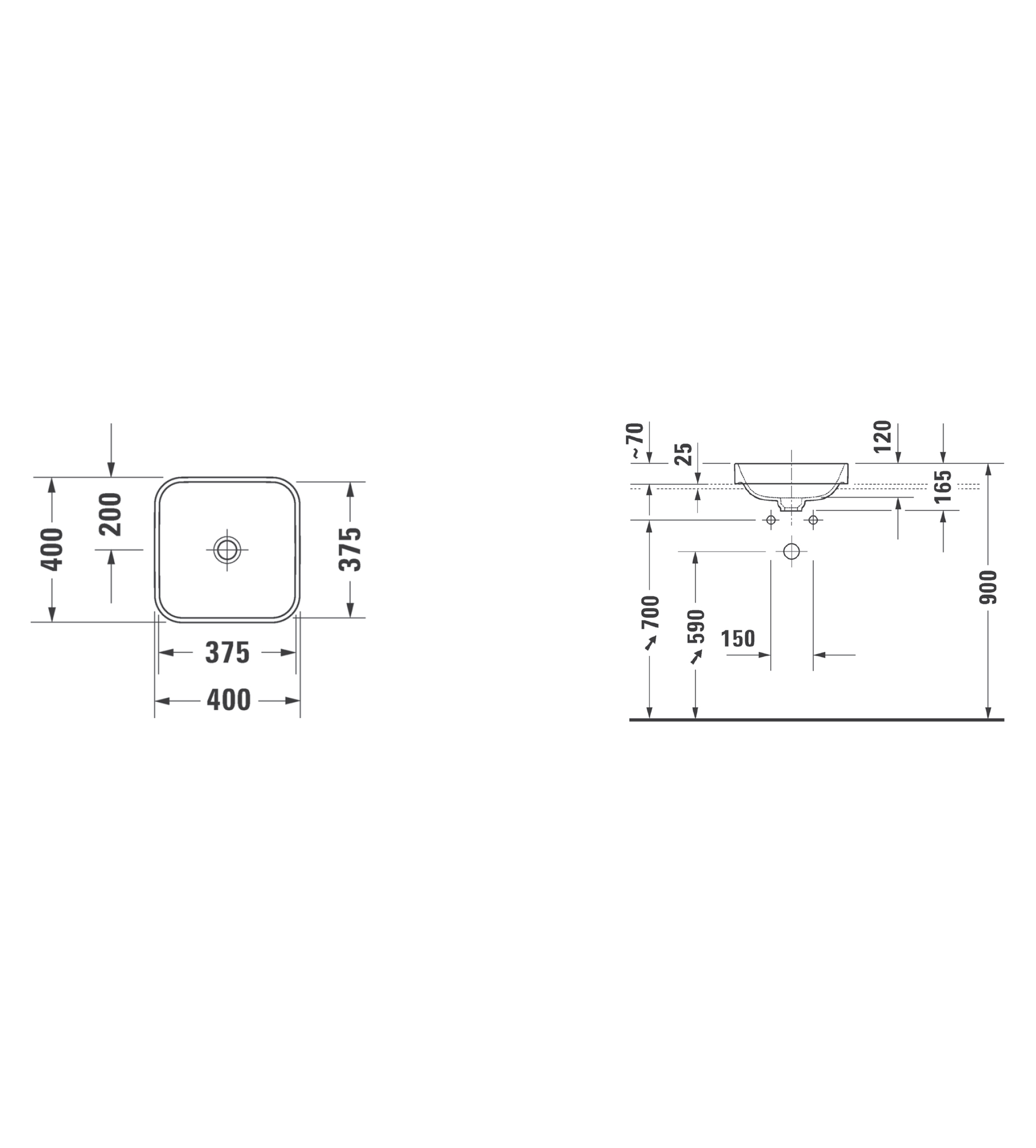 Duravit Happy D.2 Plus Washbowl 400 x 400mm, White
