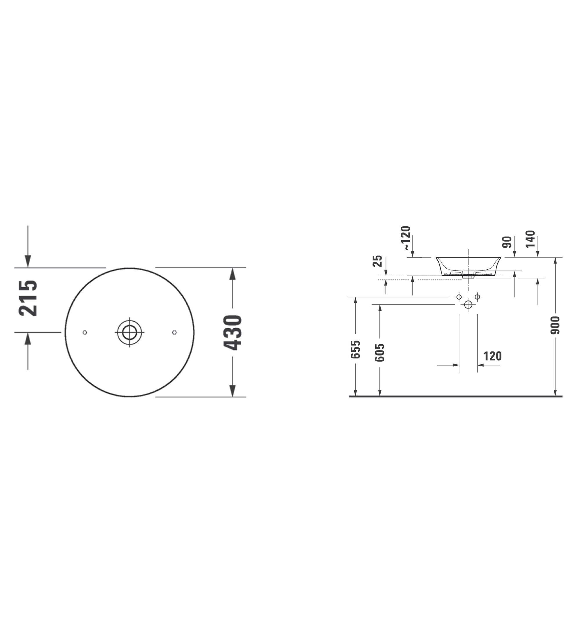 Duravit White Tulip Countertop Basin ∅430mm, Gloss White