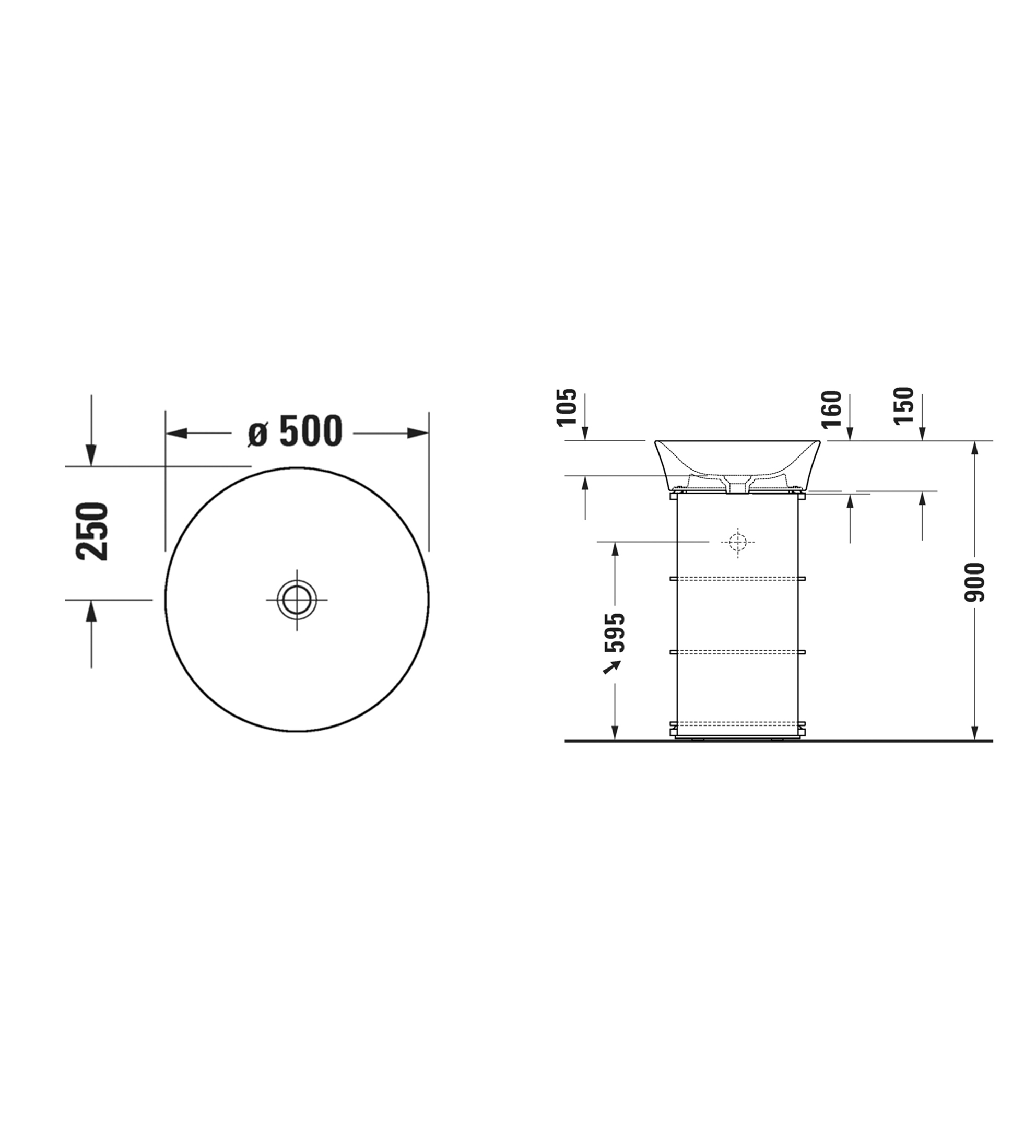 Duravit White Tulip Countertop Basin ∅500mm, Gloss White