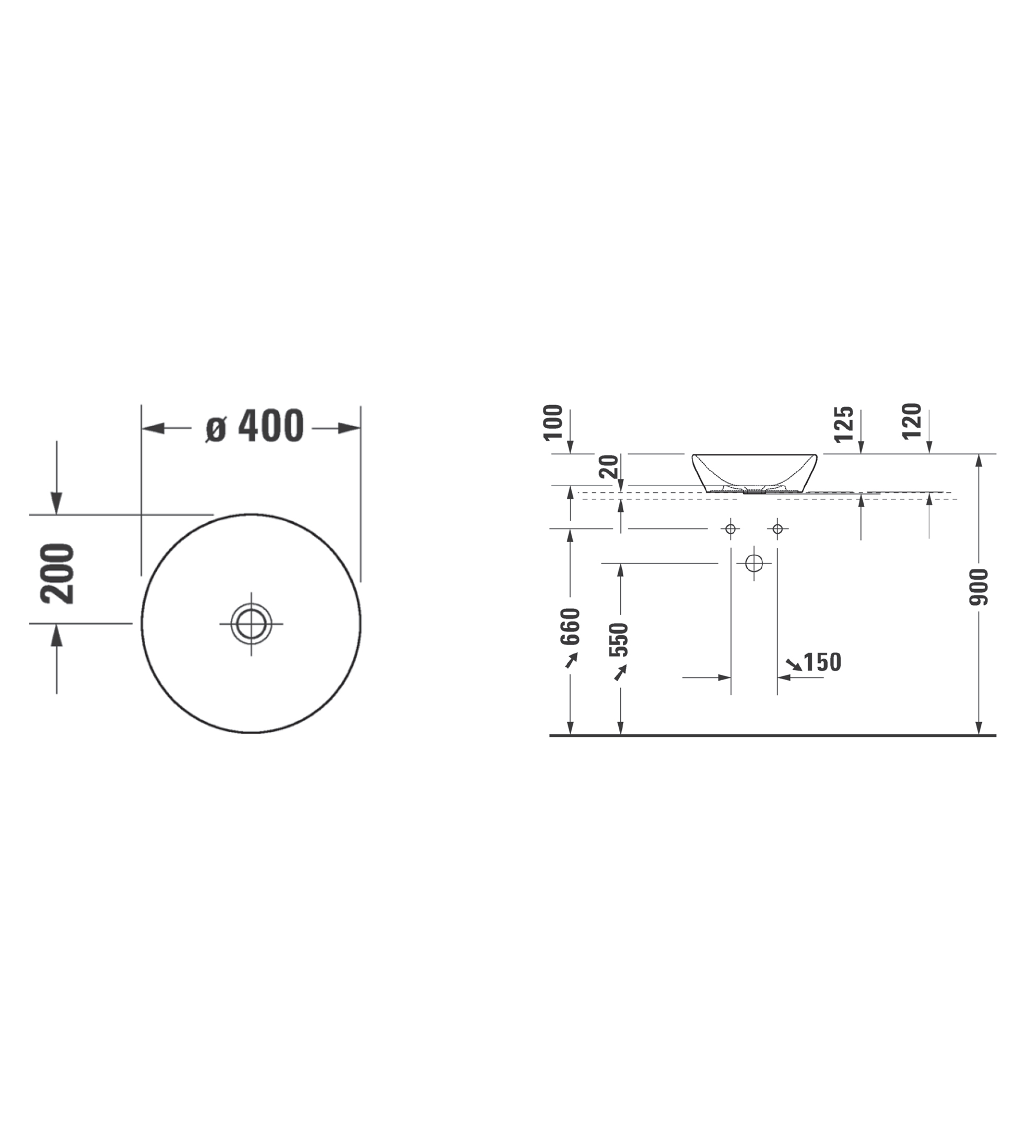 Duravit D-Neo Round Basin Ø400mm, Gloss White