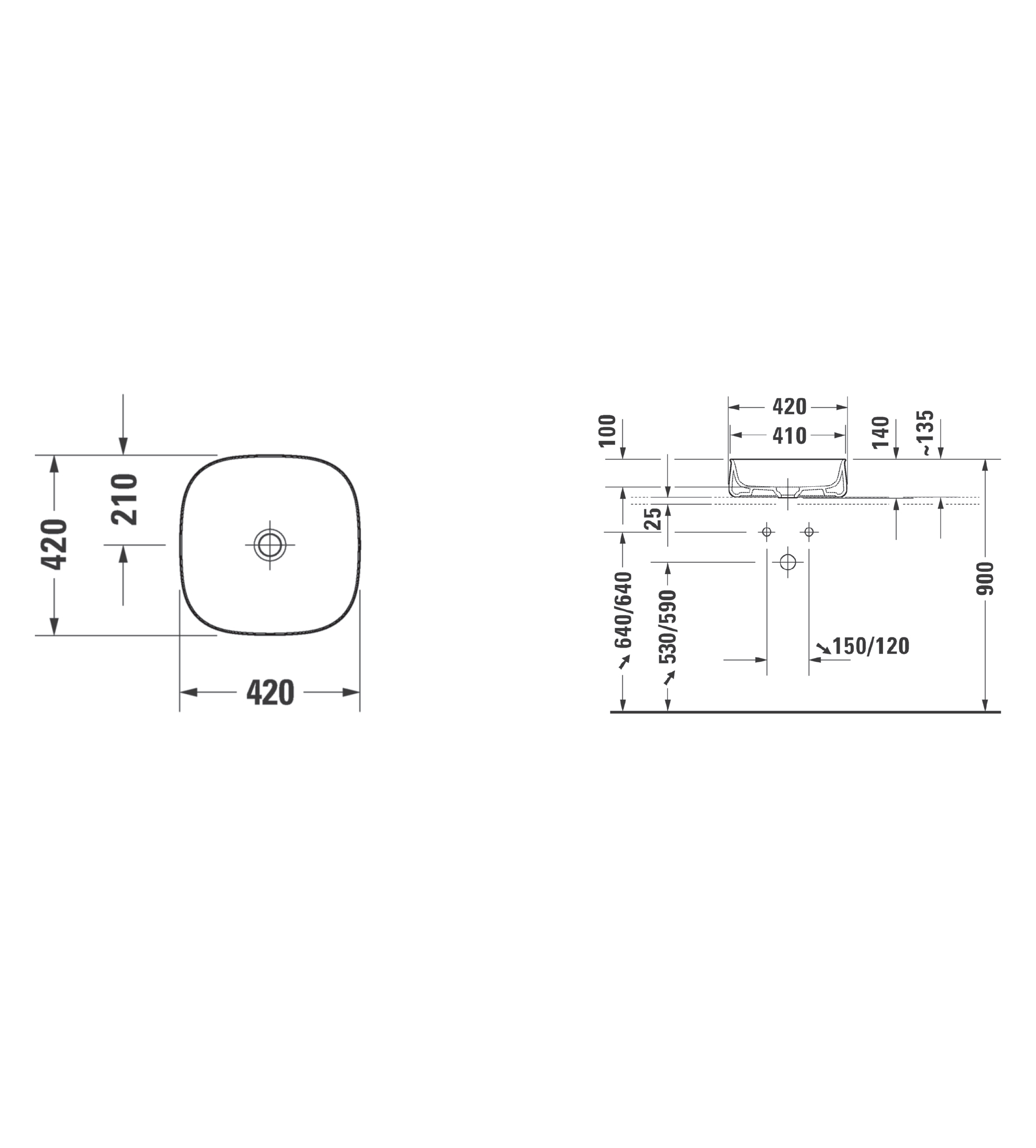 Duravit Zencha Washbowl 420 x 420mm, Anthracite Matt