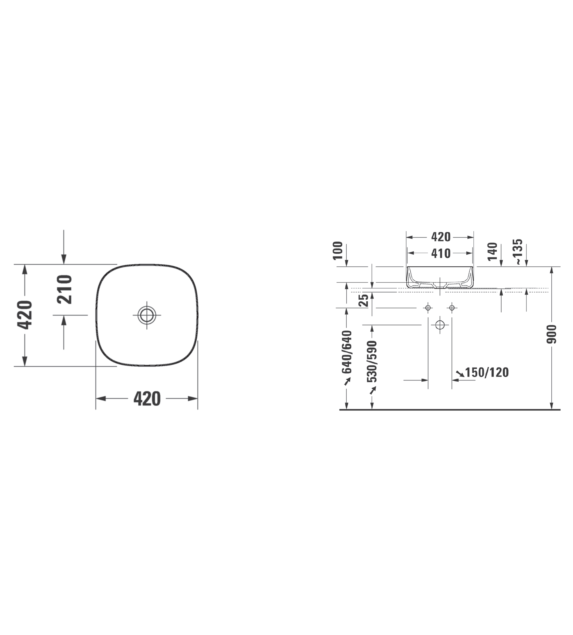Duravit Zencha Washbowl 420 x 420mm, Grey Satin Matt