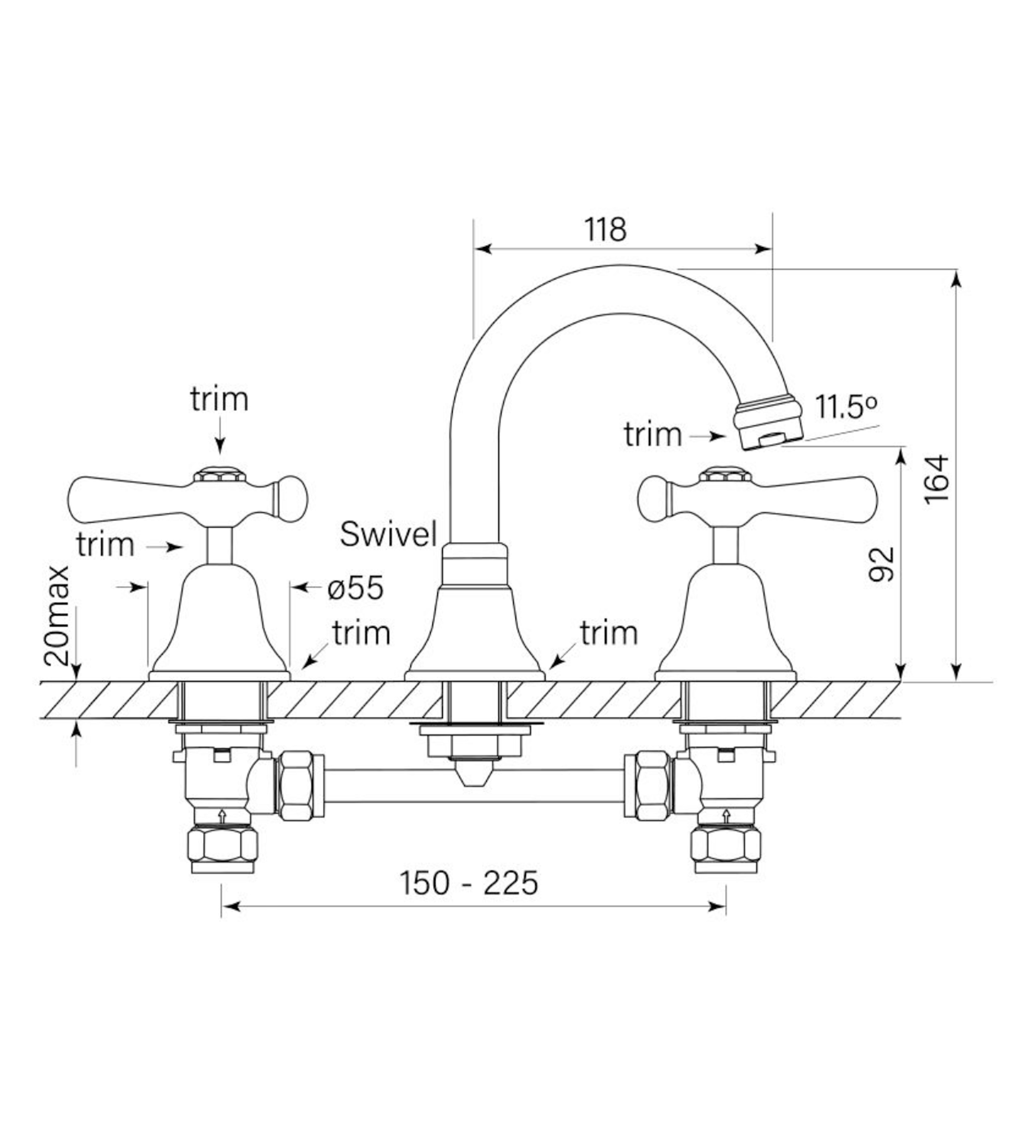 Faucet Strommen Cascade Basin Set, Cd Lever