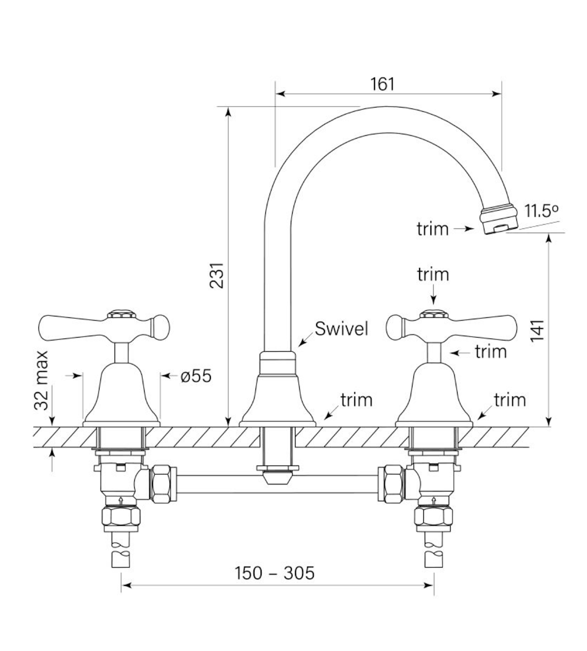Faucet Strommen Cascade Sink Set, Vanity, Cd Lever