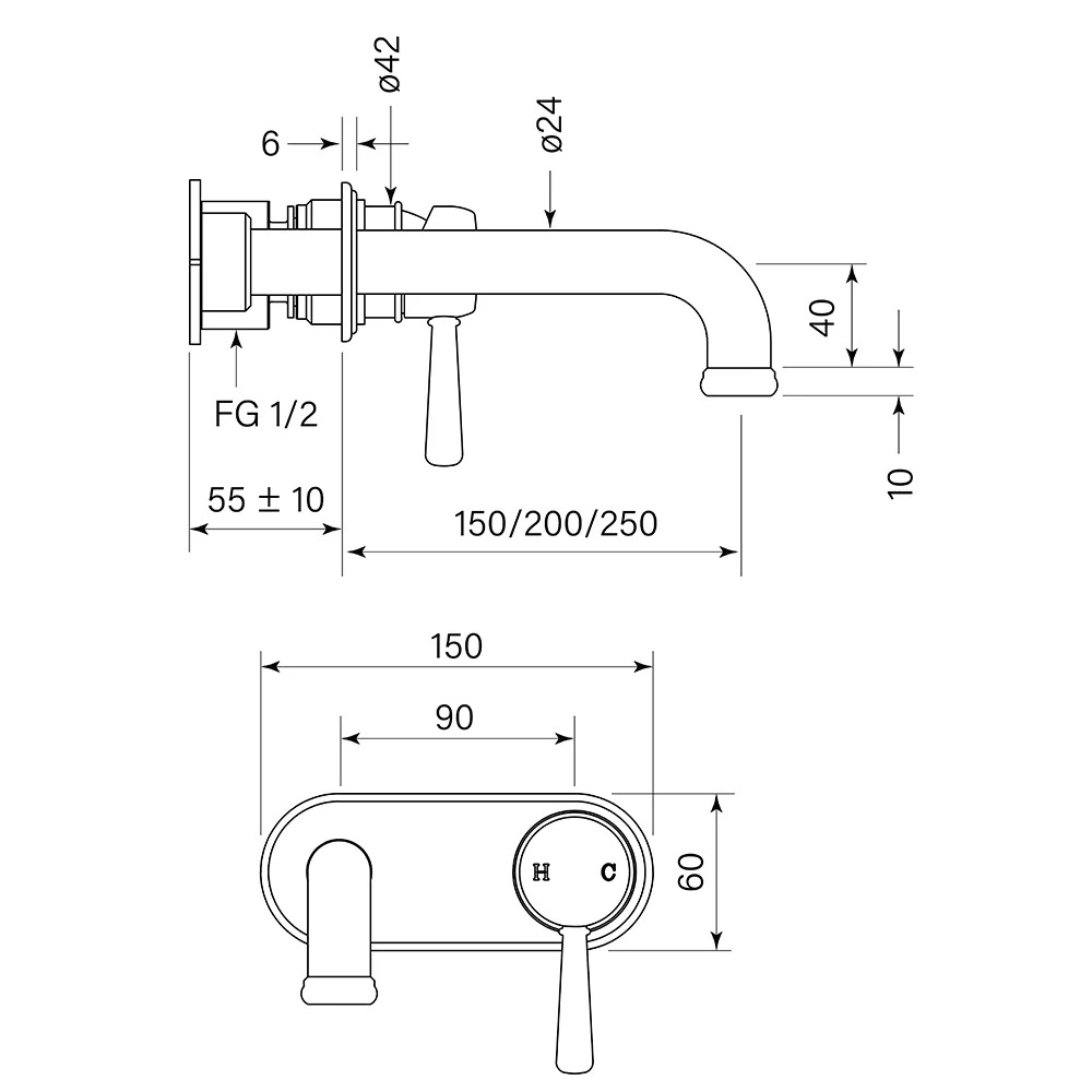 Faucet Strommen Cascade Backplate Basin Mixer 150