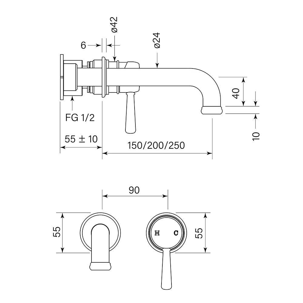 Faucet Strommen Cascade Wall Bath Mixer Set 200