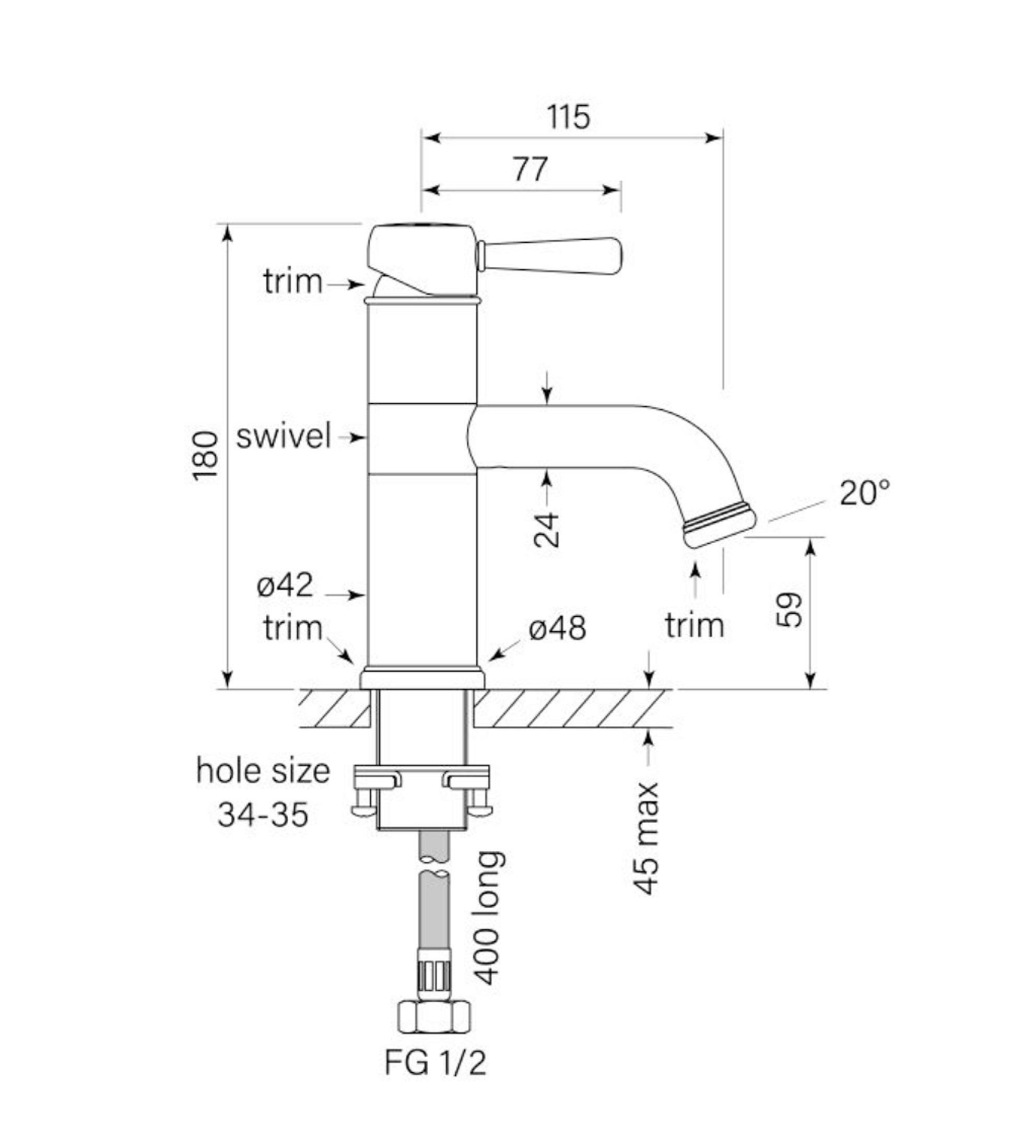 Faucet Strommen Cascade Basin Mixer, Swivel