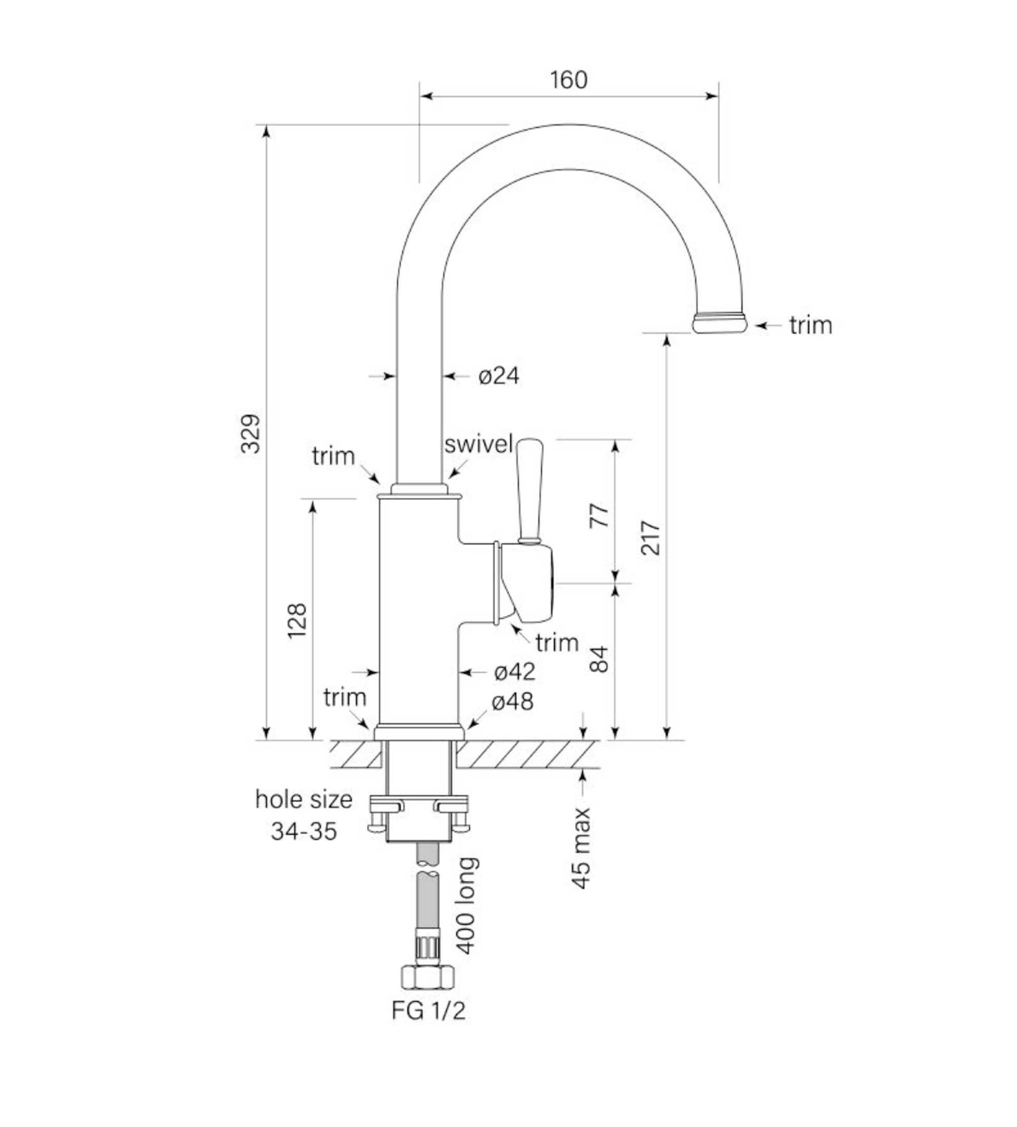 Faucet Strommen Cascade Basin Mixer Curve 160