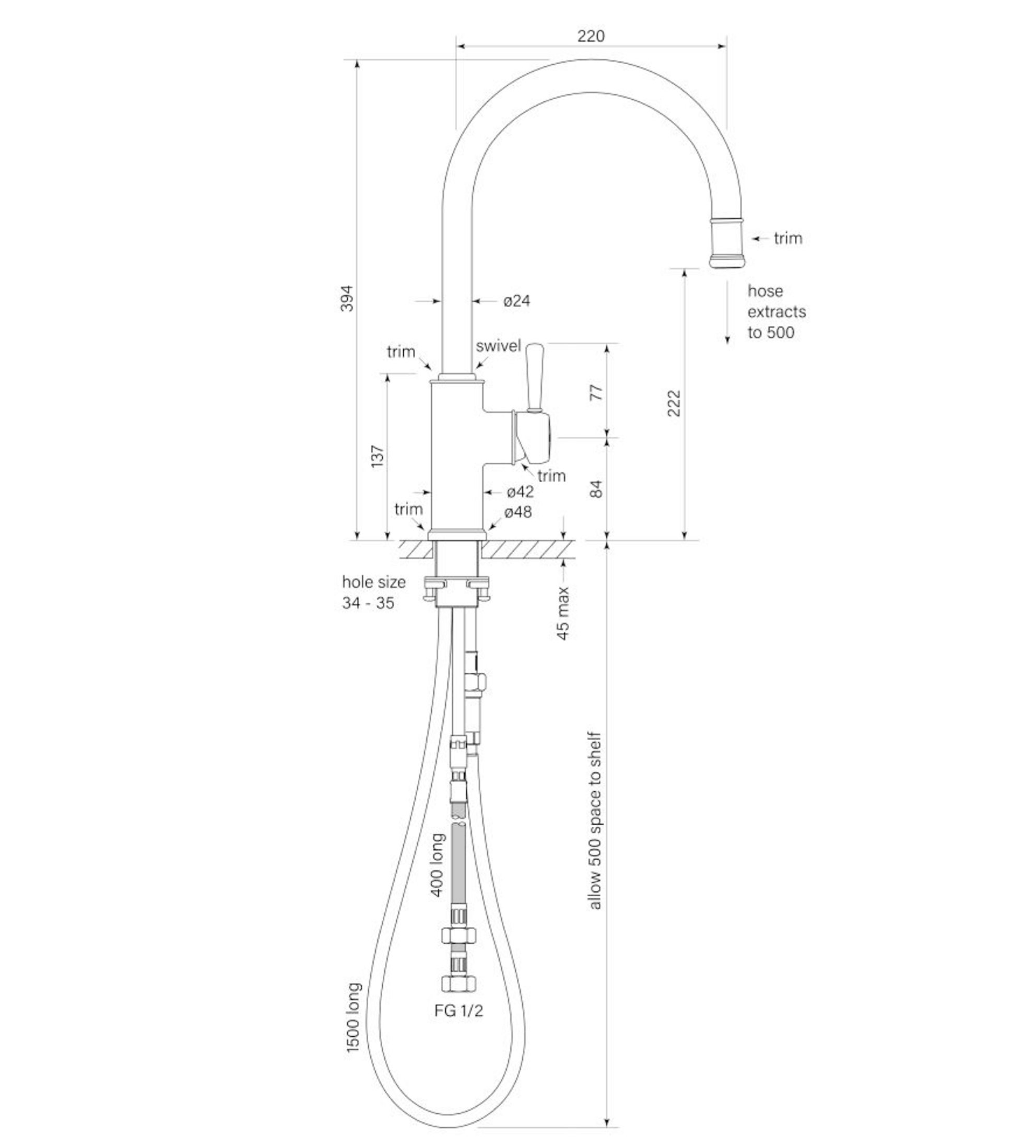 Faucet Strommen Cascade Sink Mixer Curve Pull Out
