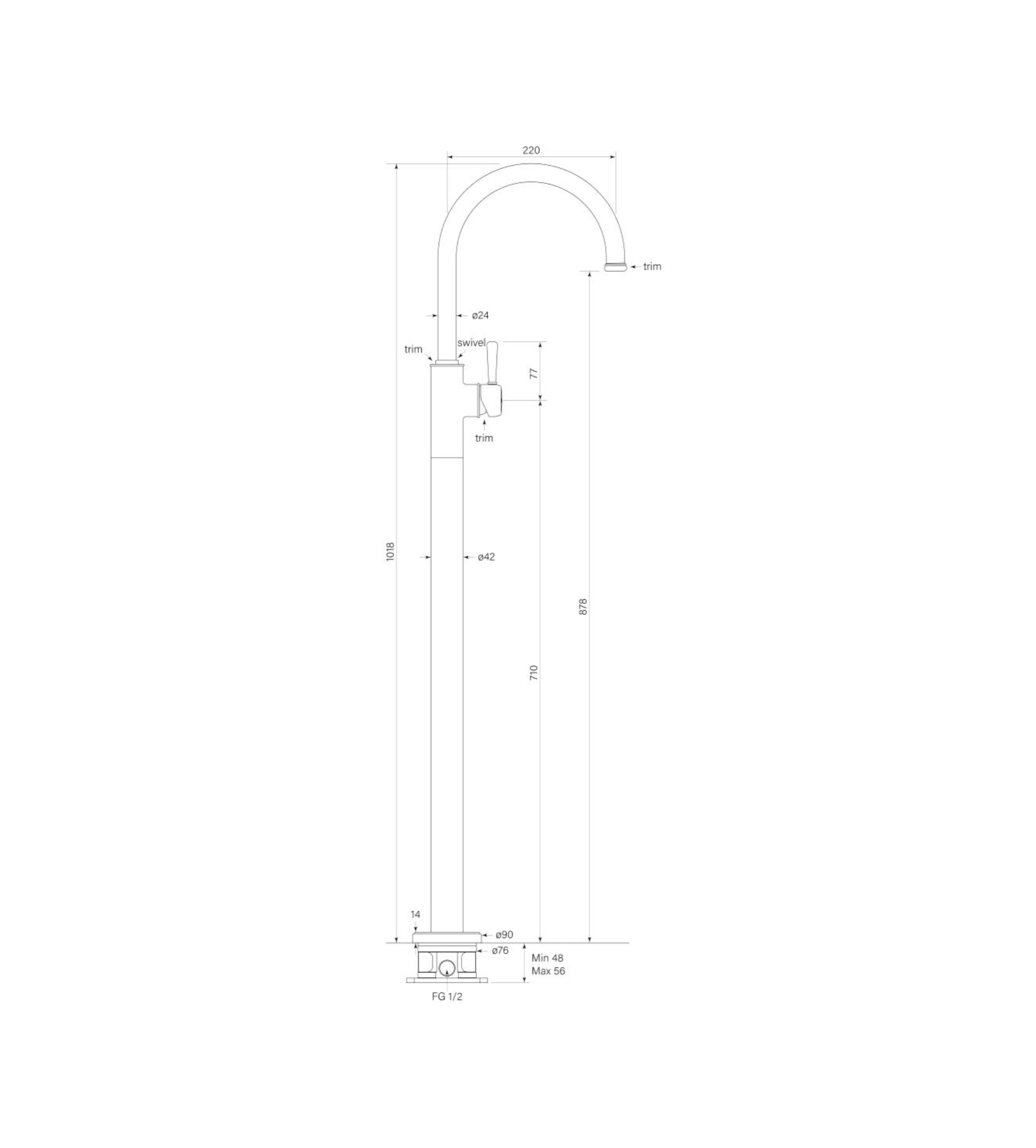 Faucet Strommen Cascade Floor Bath Mixer