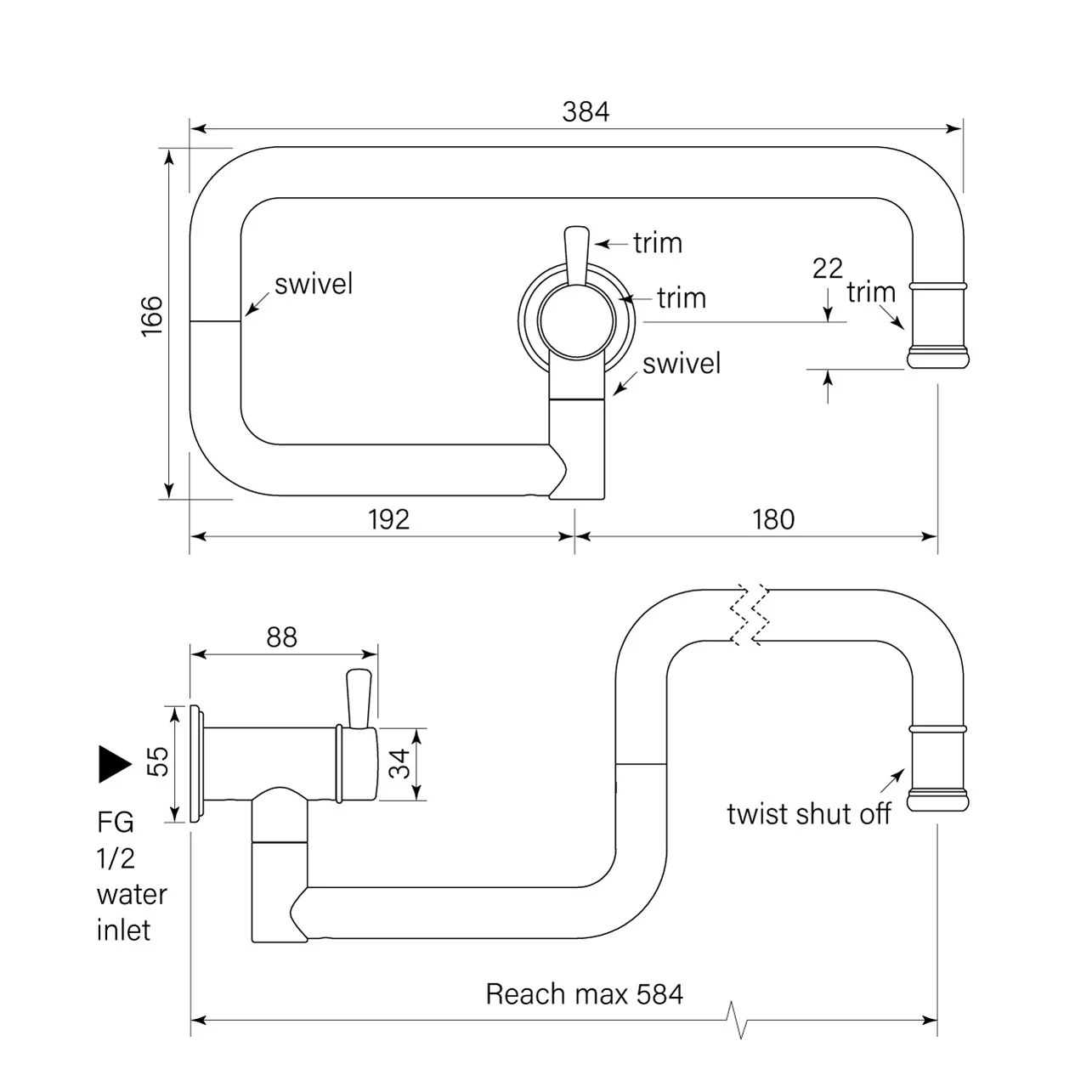Faucet Strommen Cascade Pot Filler Wall