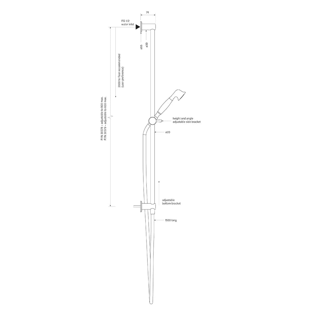 Faucet Strommen Cascade Slide Shower inflow 600