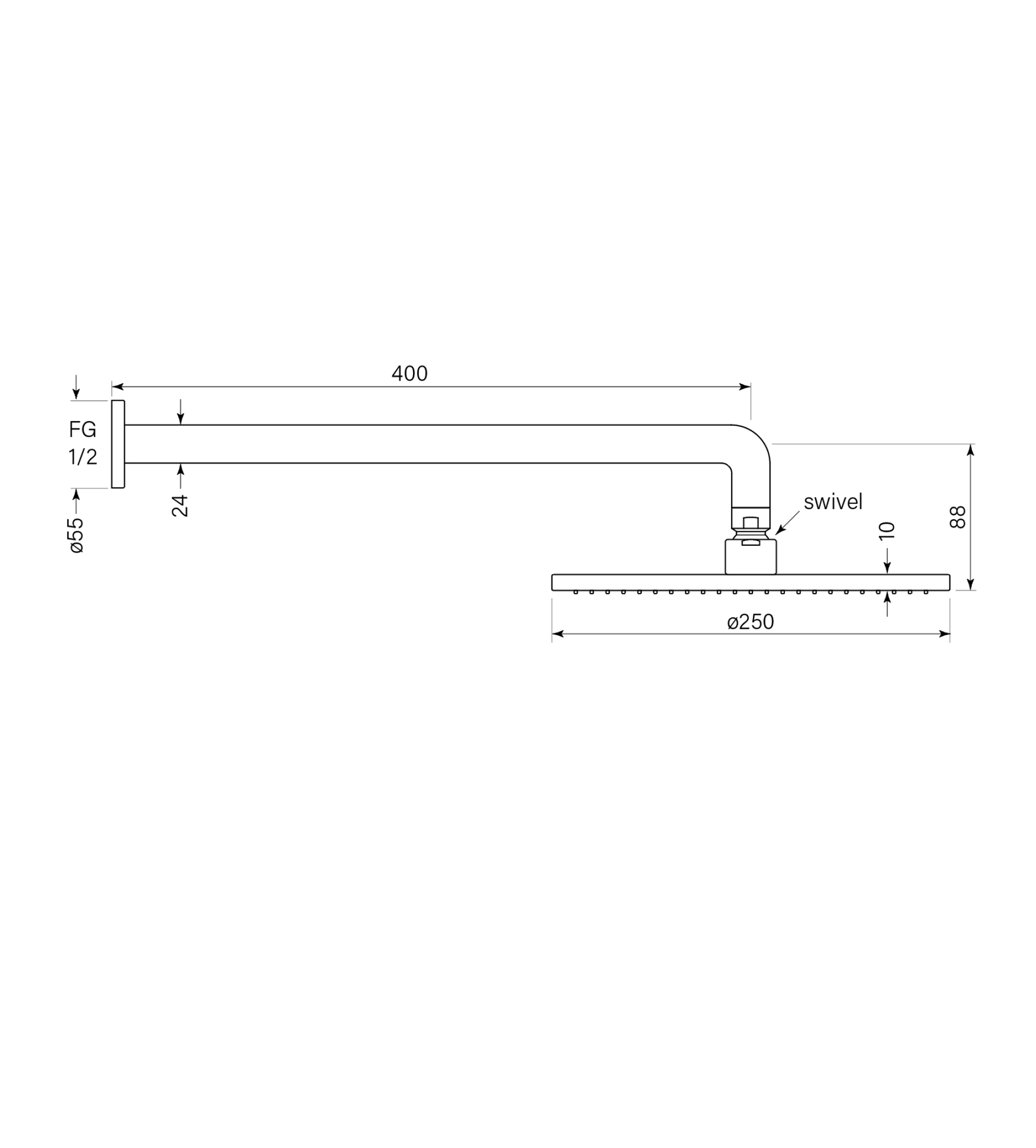 Faucet Strommen Pegasi M Overhead Shower, 400 Wa 250head