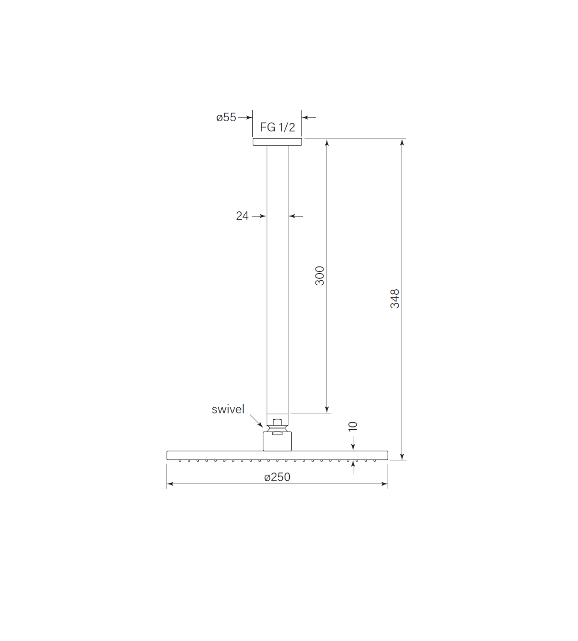 Faucet Strommen Pegasi M Overhead Shower, 300 Cdrop 250head